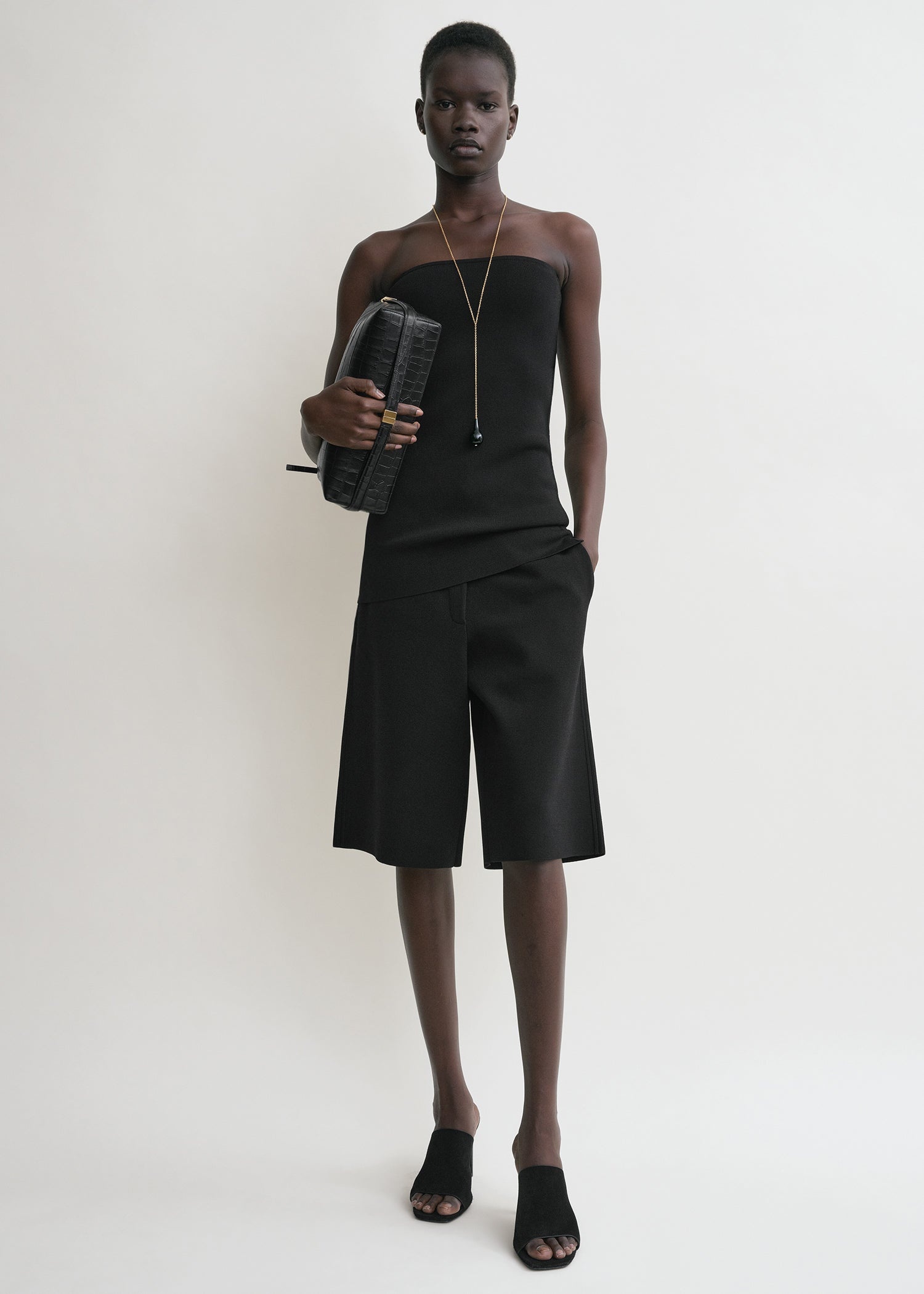 Compact knit tube top black - 2
