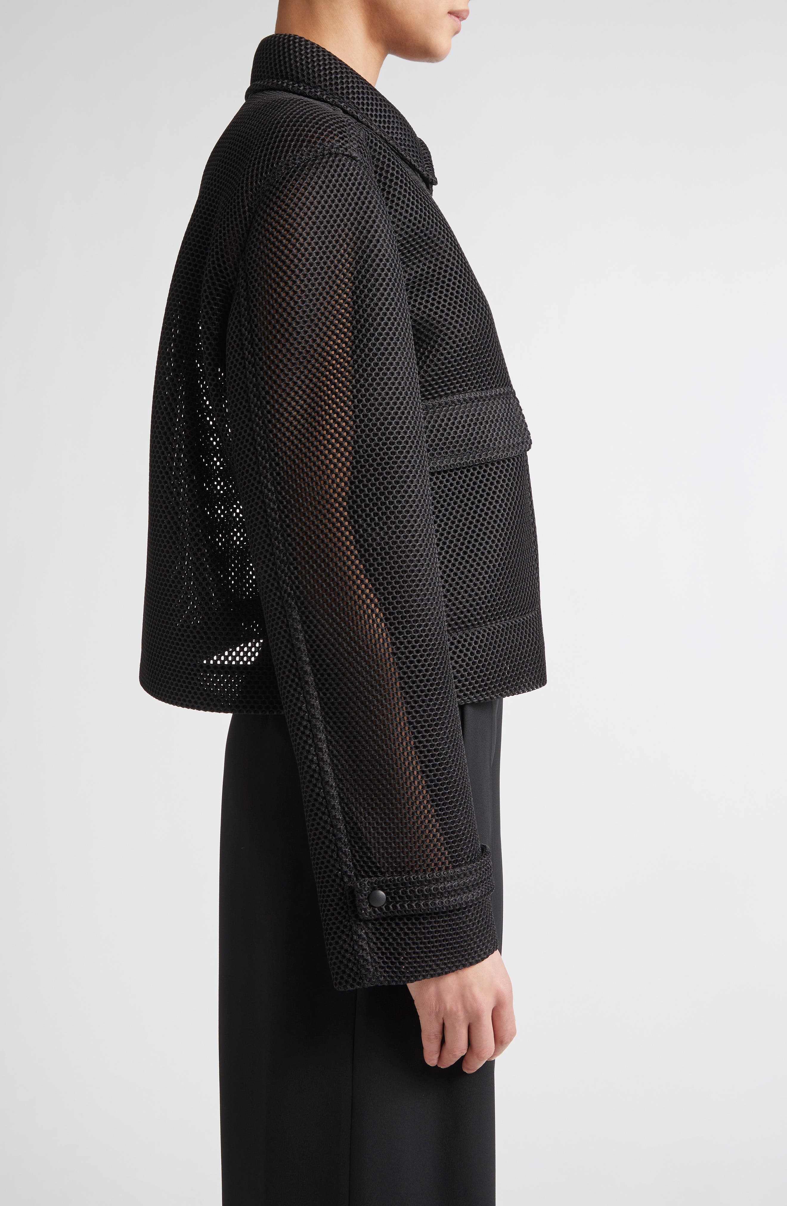 Max Mara Strenna Technical Mesh Jacket in Black at Nordstrom - 3