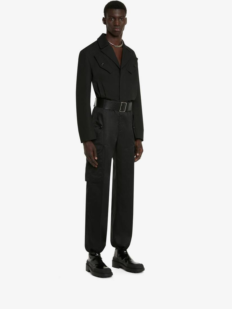 Men's Military Wide Leg Trousers in Black 3