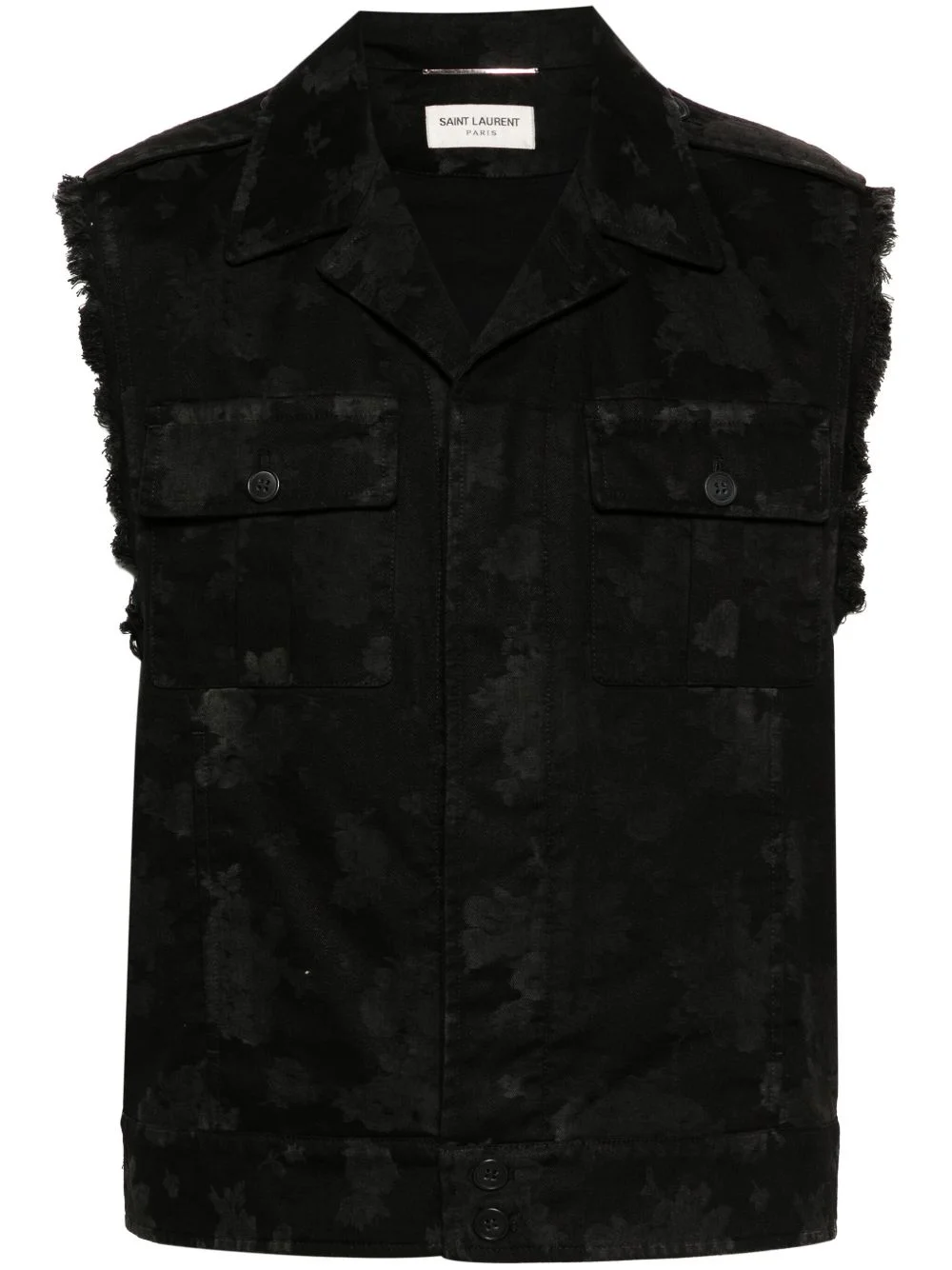 sleeveless jacket in cotton and linen gabardine - 1