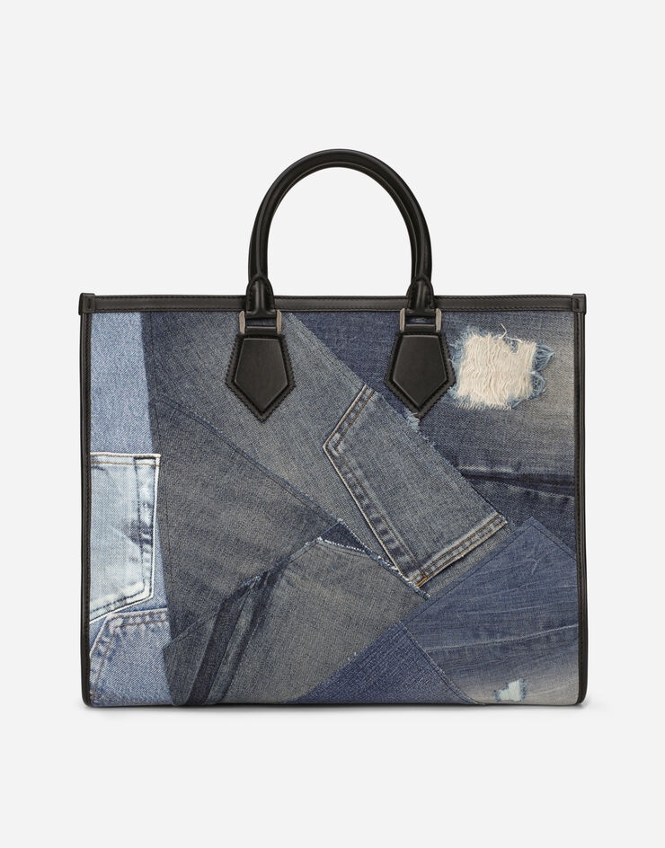 Patchwork denim edge shopper - 3