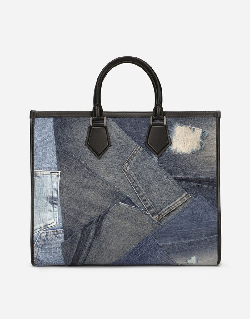 Patchwork denim edge shopper 3