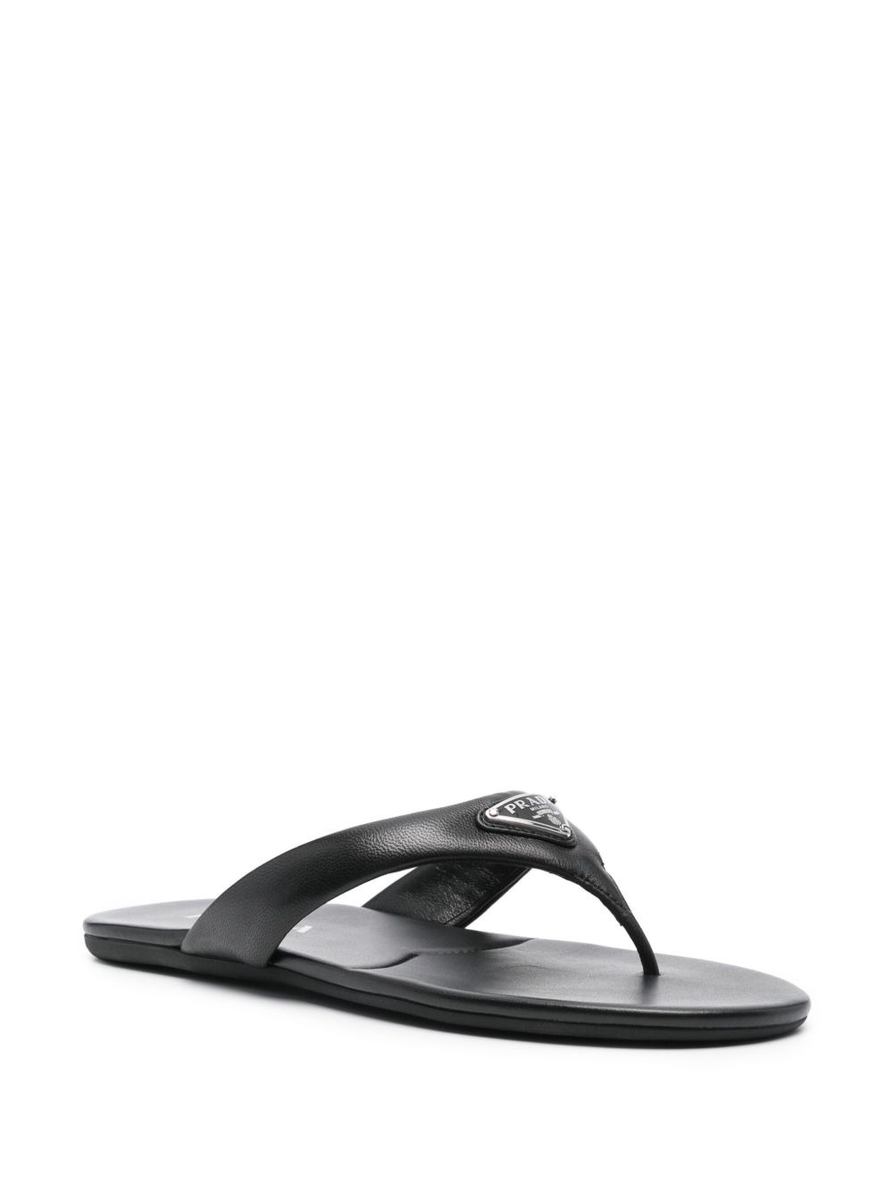enamel-triangle leather flip flops - 2