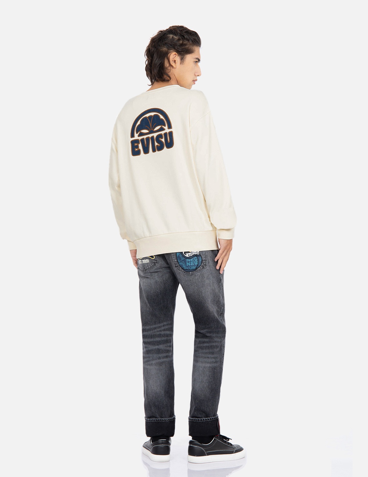 KAMON LOGO DENIM APPLIQUÉ SWEATSHIRT - 3