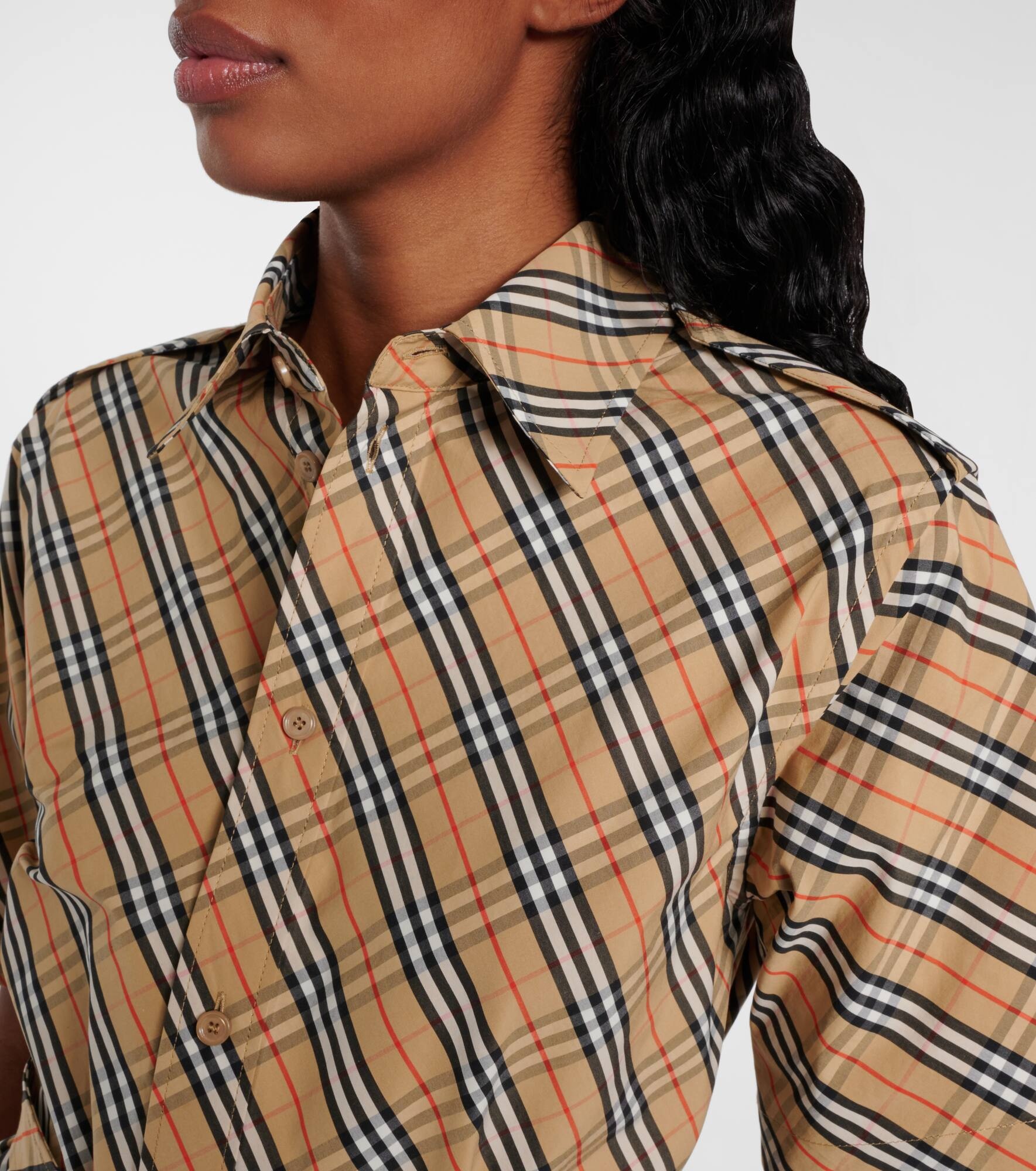 Burberry Check cotton shirt dress - 4