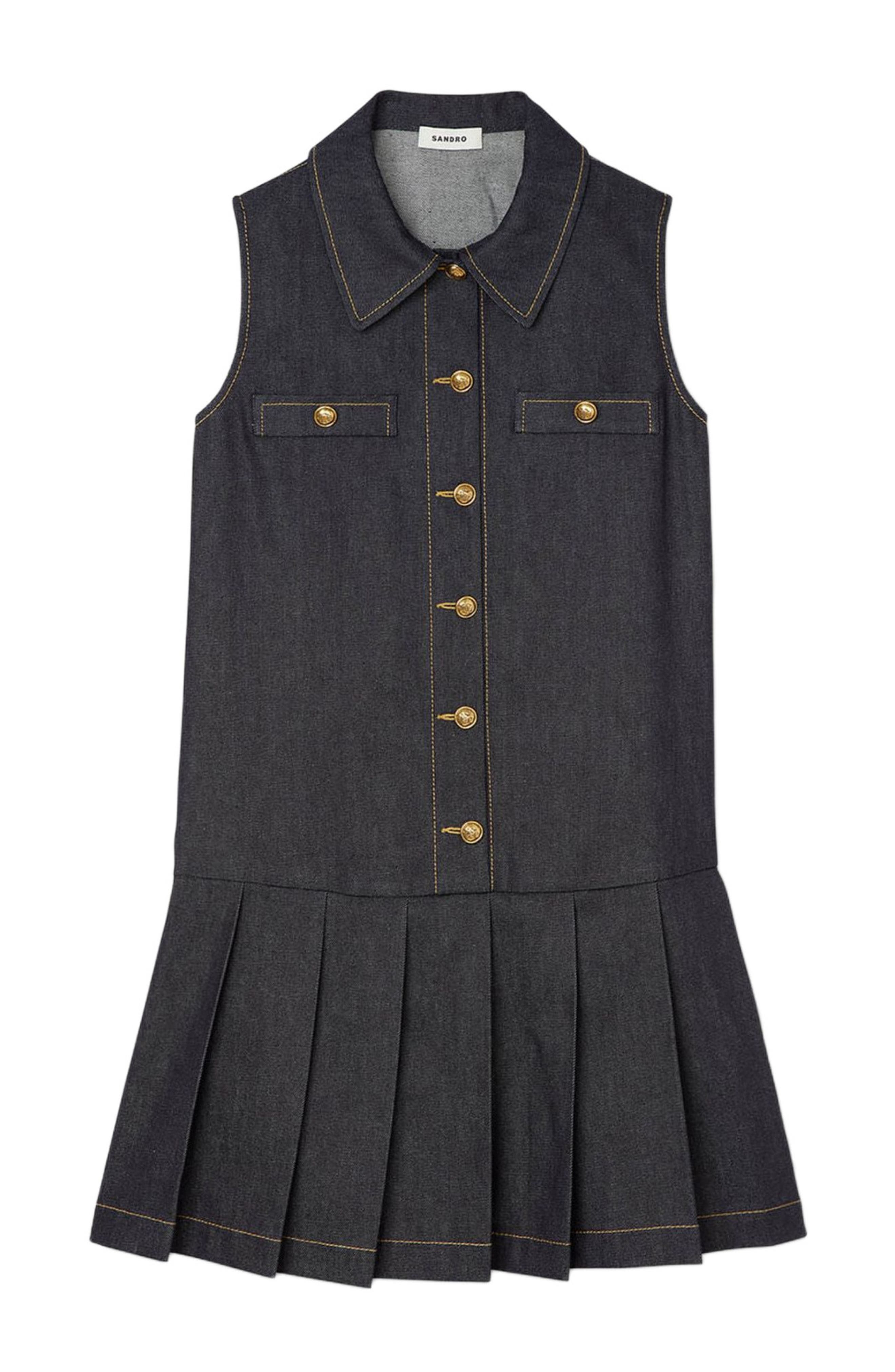 SANDRO Short denim dress in Deep Blue at Nordstrom - 5