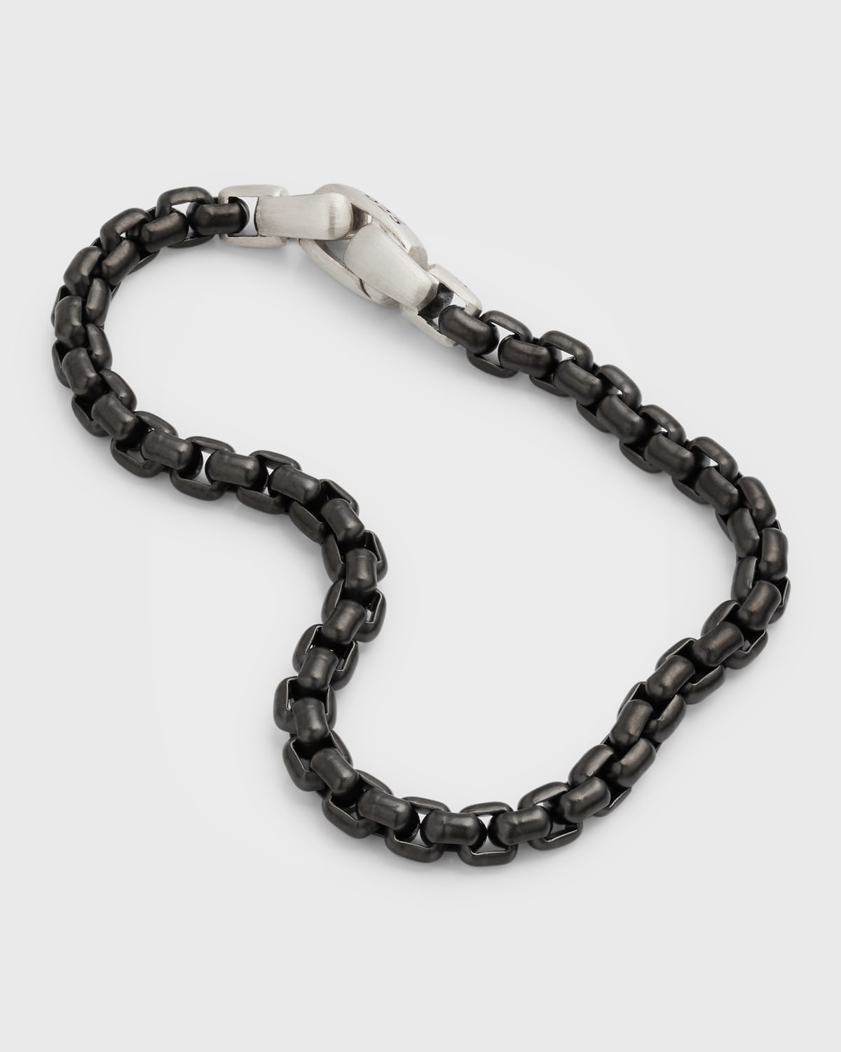 Men's Box Chain Bracelet in Darkened Silver, 5mm, Size M - 3
