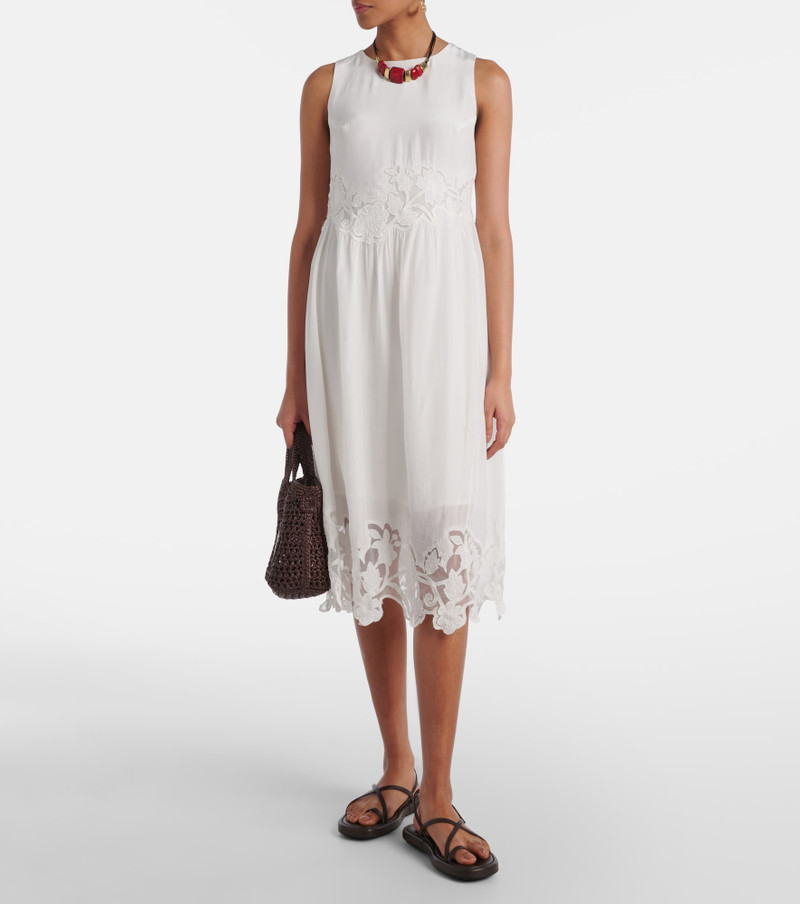 velvet Bianca lace-trimmed midi dress outlook