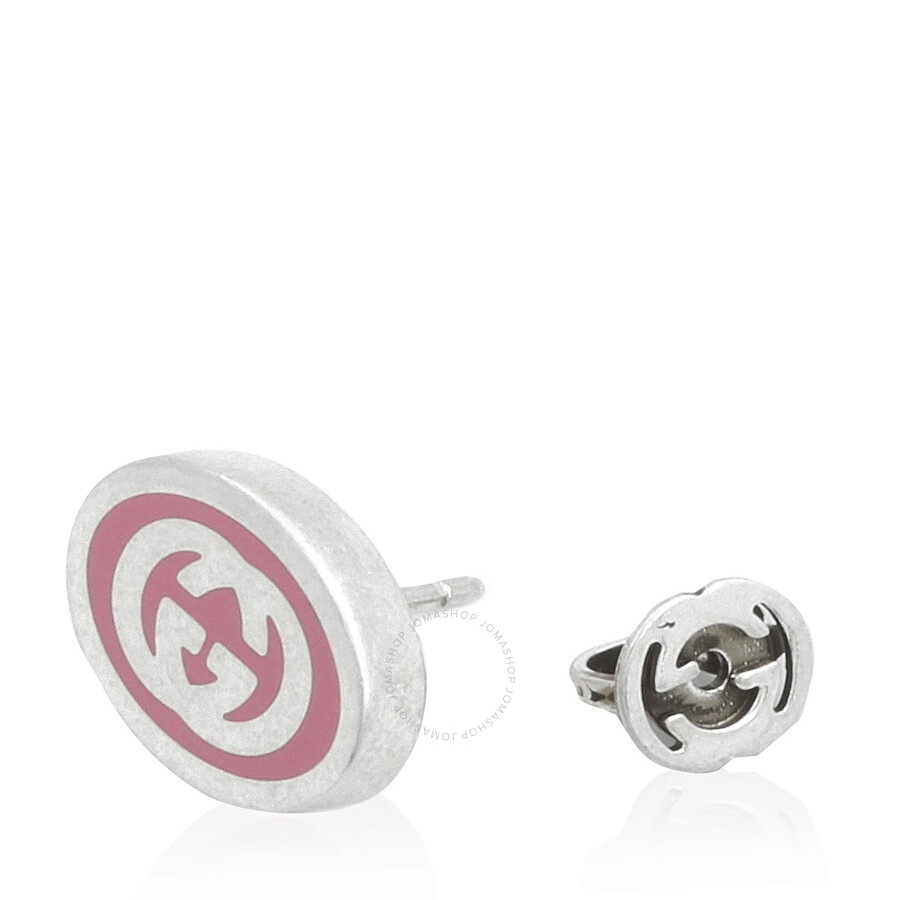 Gucci Interlocking G Sterling Silver Pink Enamel Earrings - YBD753485001 - 3