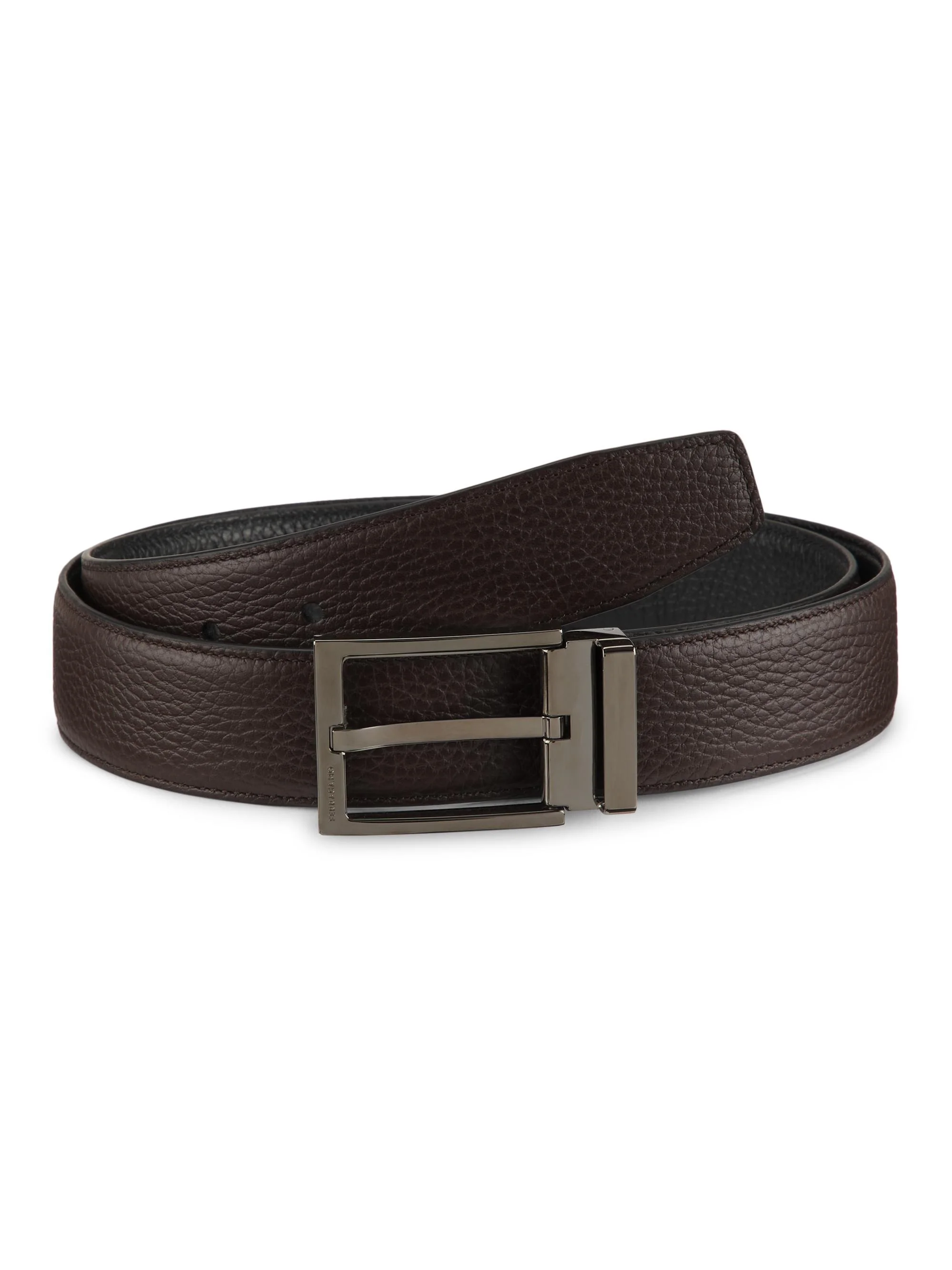 Men's Double Adjustable Cut-to-Size Leather Belt - Brown - 1