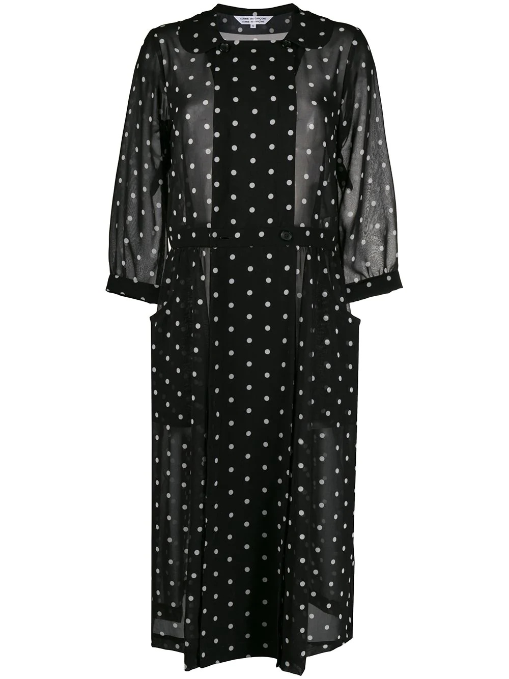 Peter-pan collar polka-dot print midi dress - 1