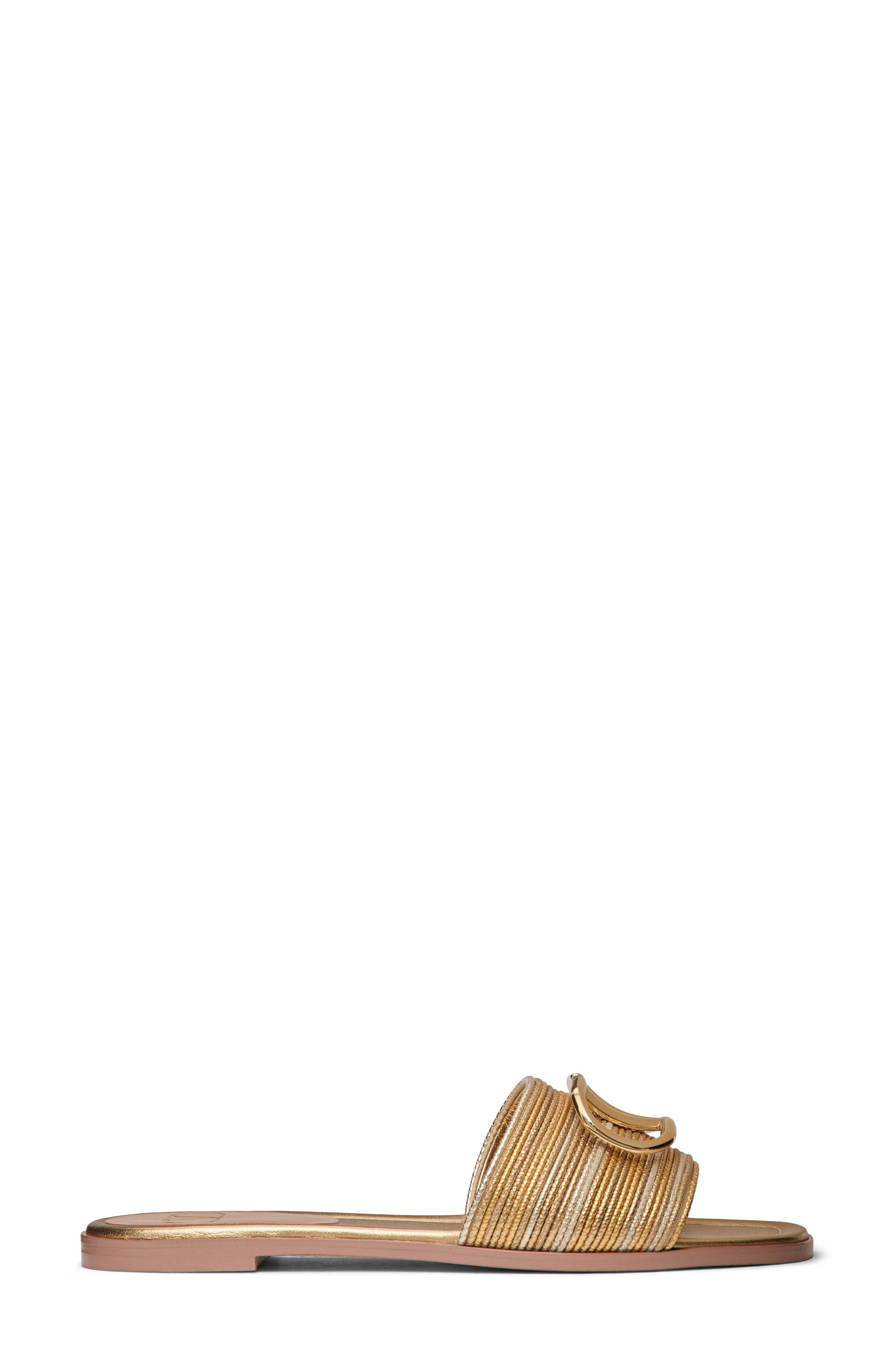 Valentino Garavani VLOGO Signature Slide Sandal in Star Gold Multicolor at Nordstrom - 3
