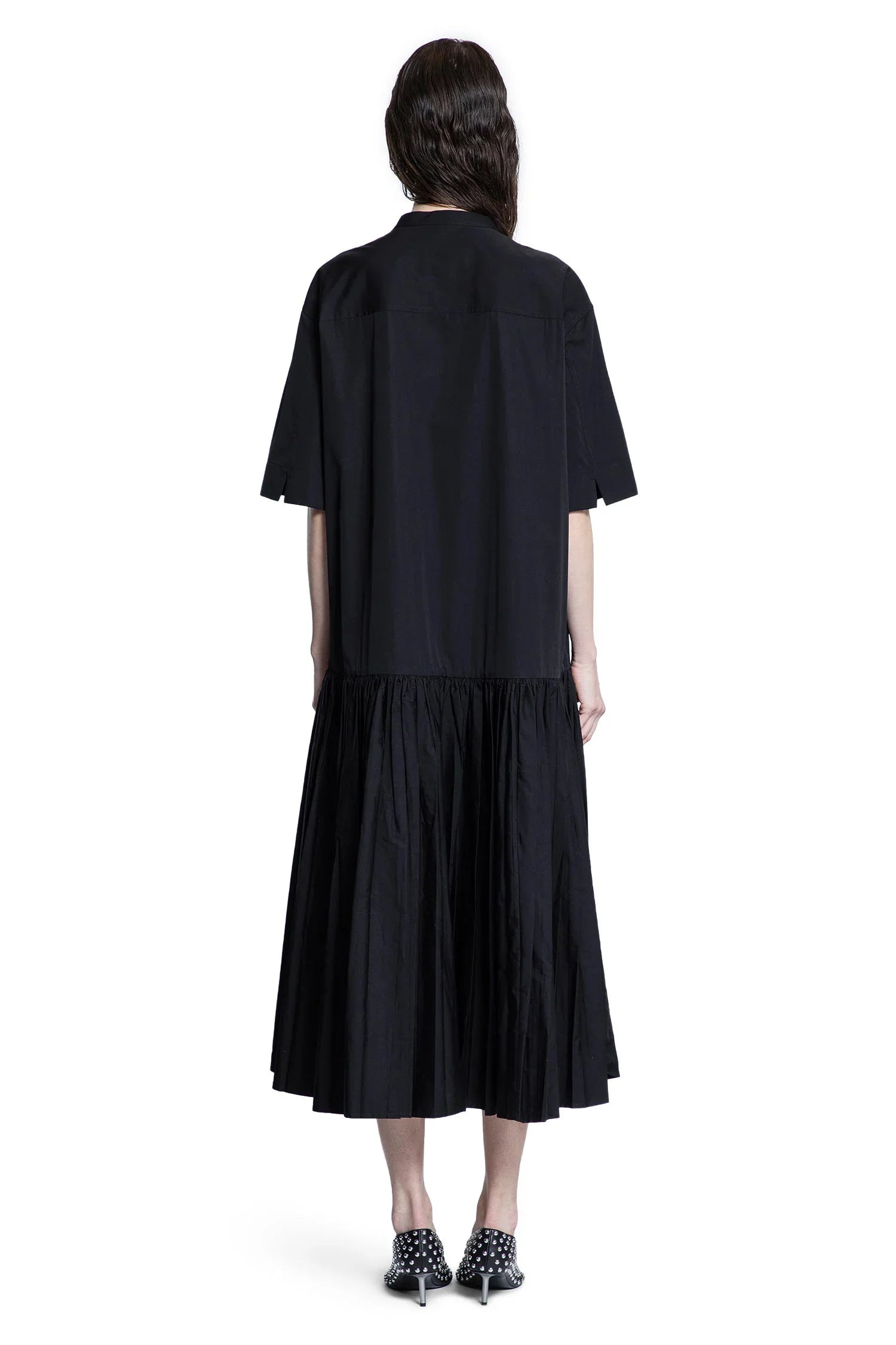 Cotton-Poplin-Pleated-Shirt-Dress - 4