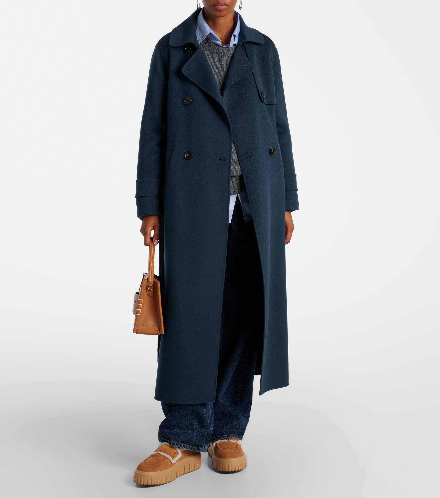 Shearling-trimmed suede slippers - 3