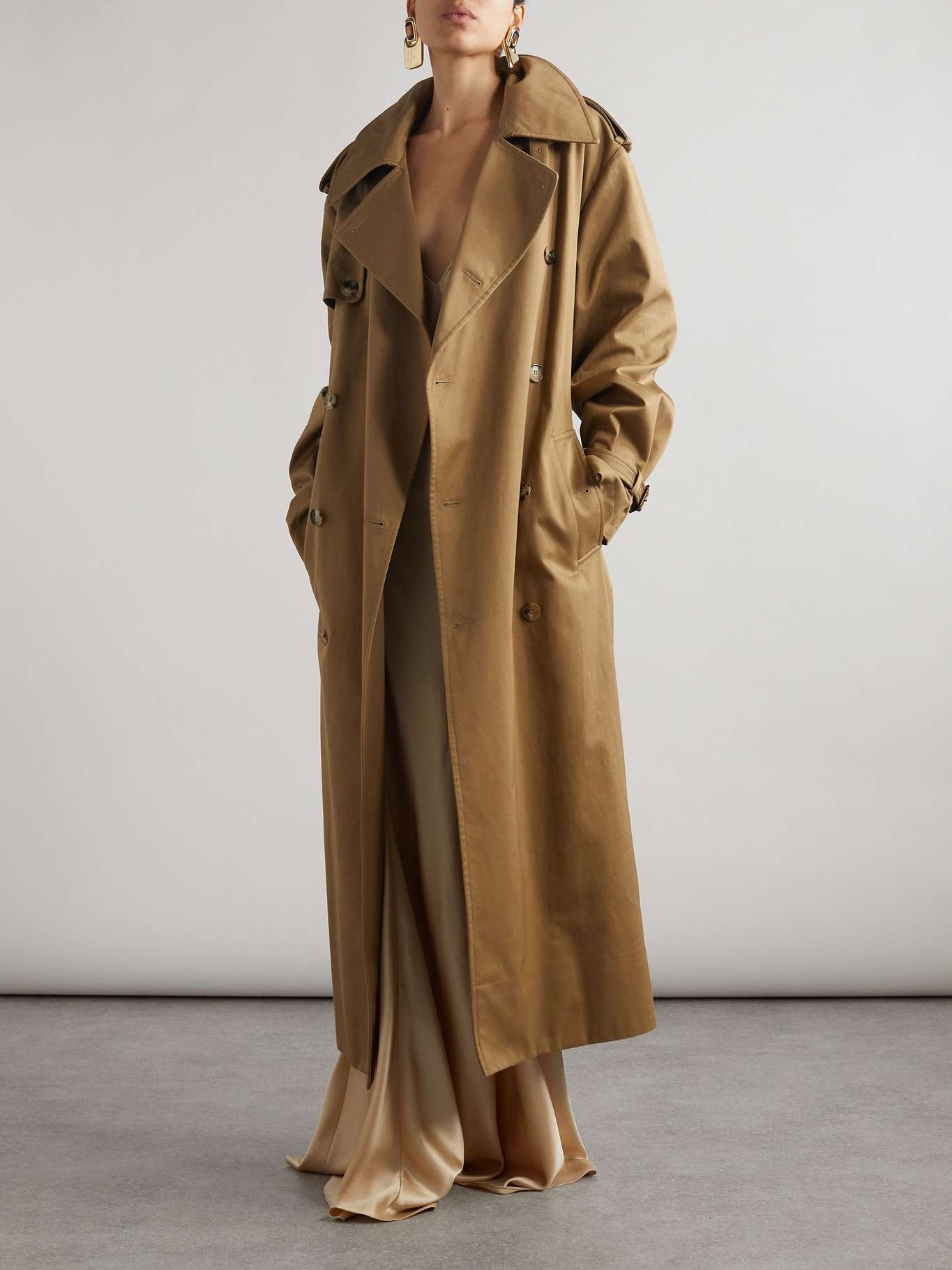 Oversized belted cotton-twill trench coat - 2