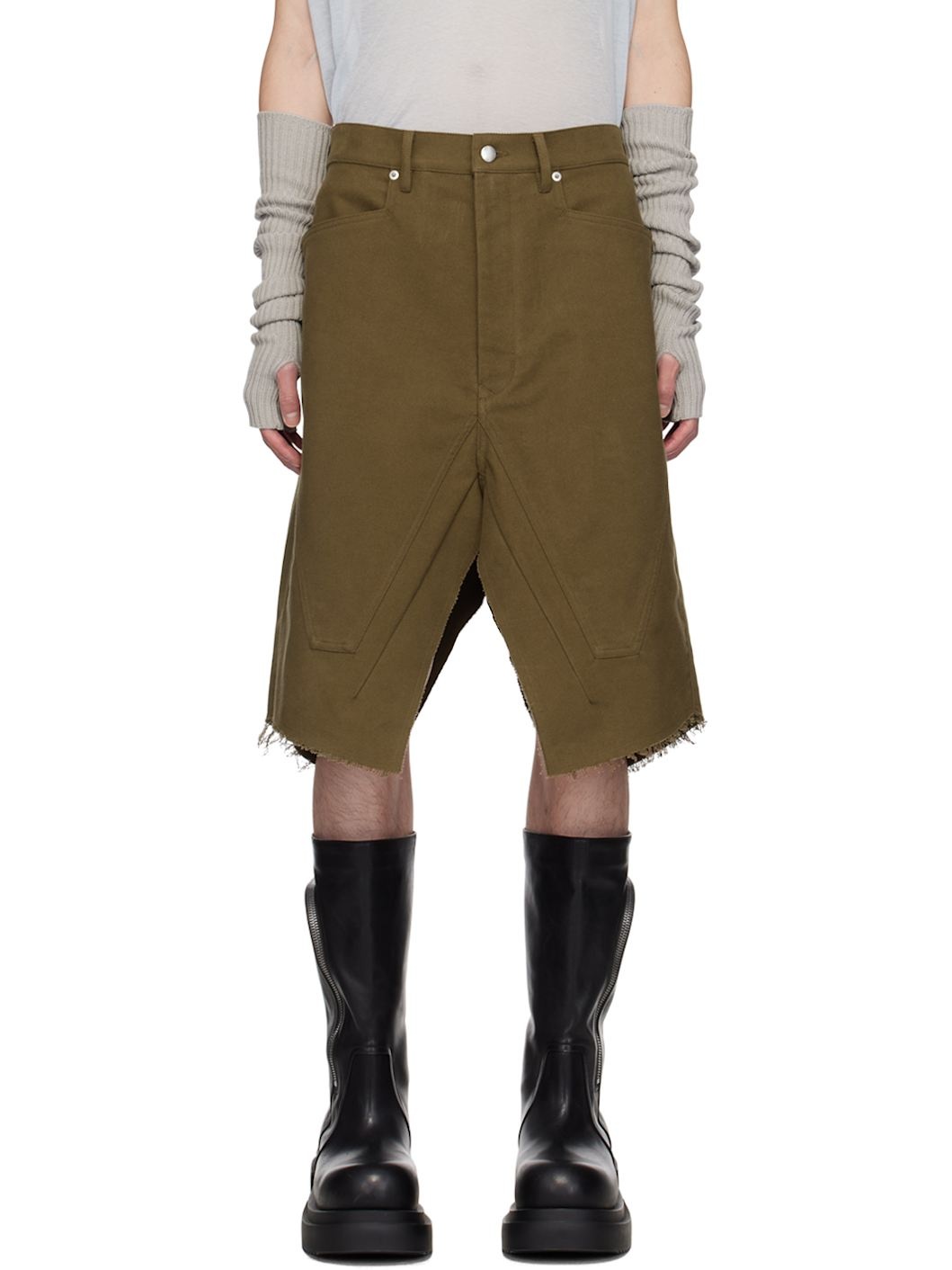 Khaki Porterville Slivered Skirt - 1