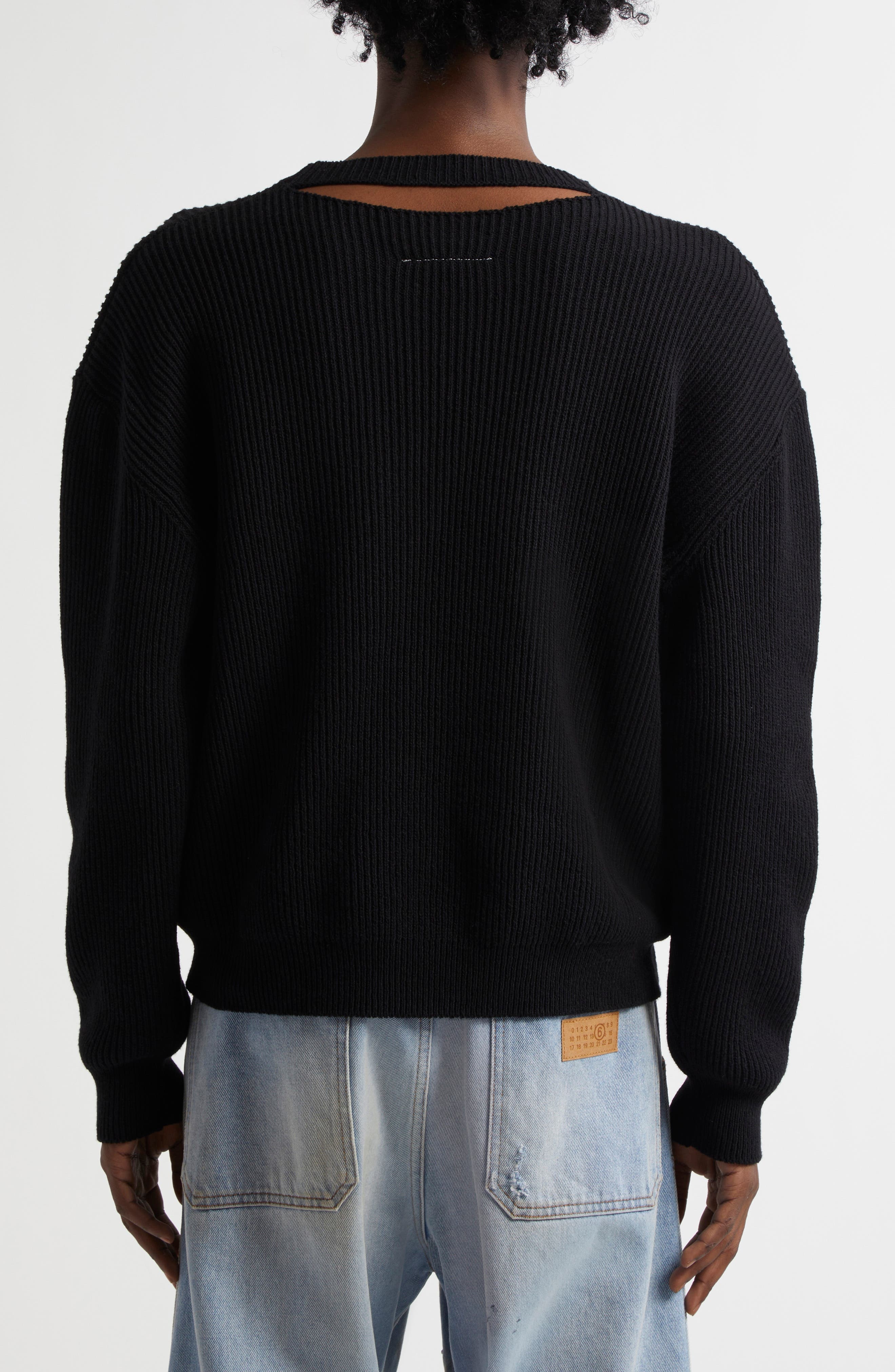 MM6 Maison Margiela Numeric Motif Rib Graphic Sweater in Black at Nordstrom - 3