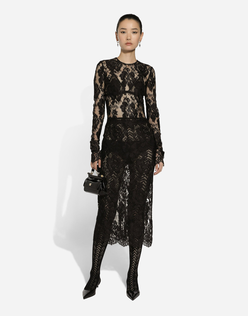 Dolce & Gabbana Calf-length floral lace dress outlook