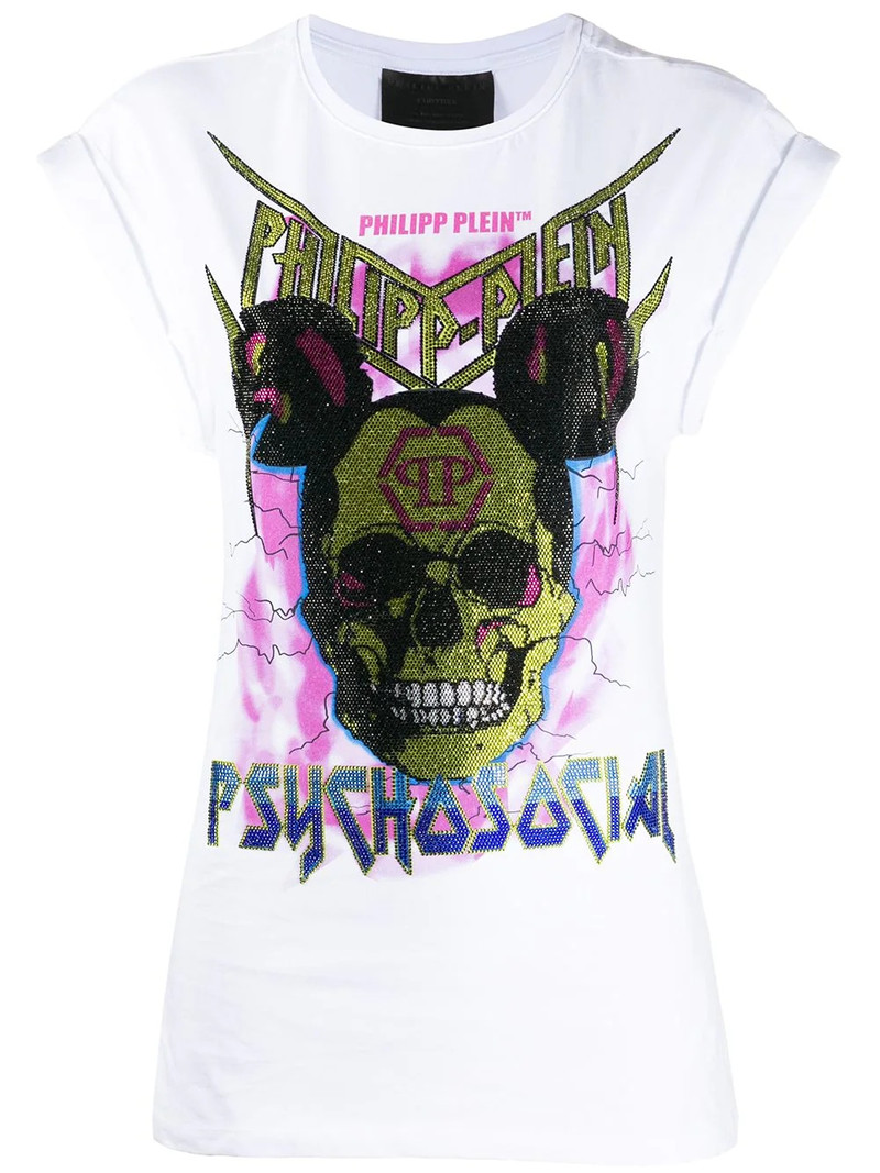 크리스탈 skull 인쇄 T 셔츠 1