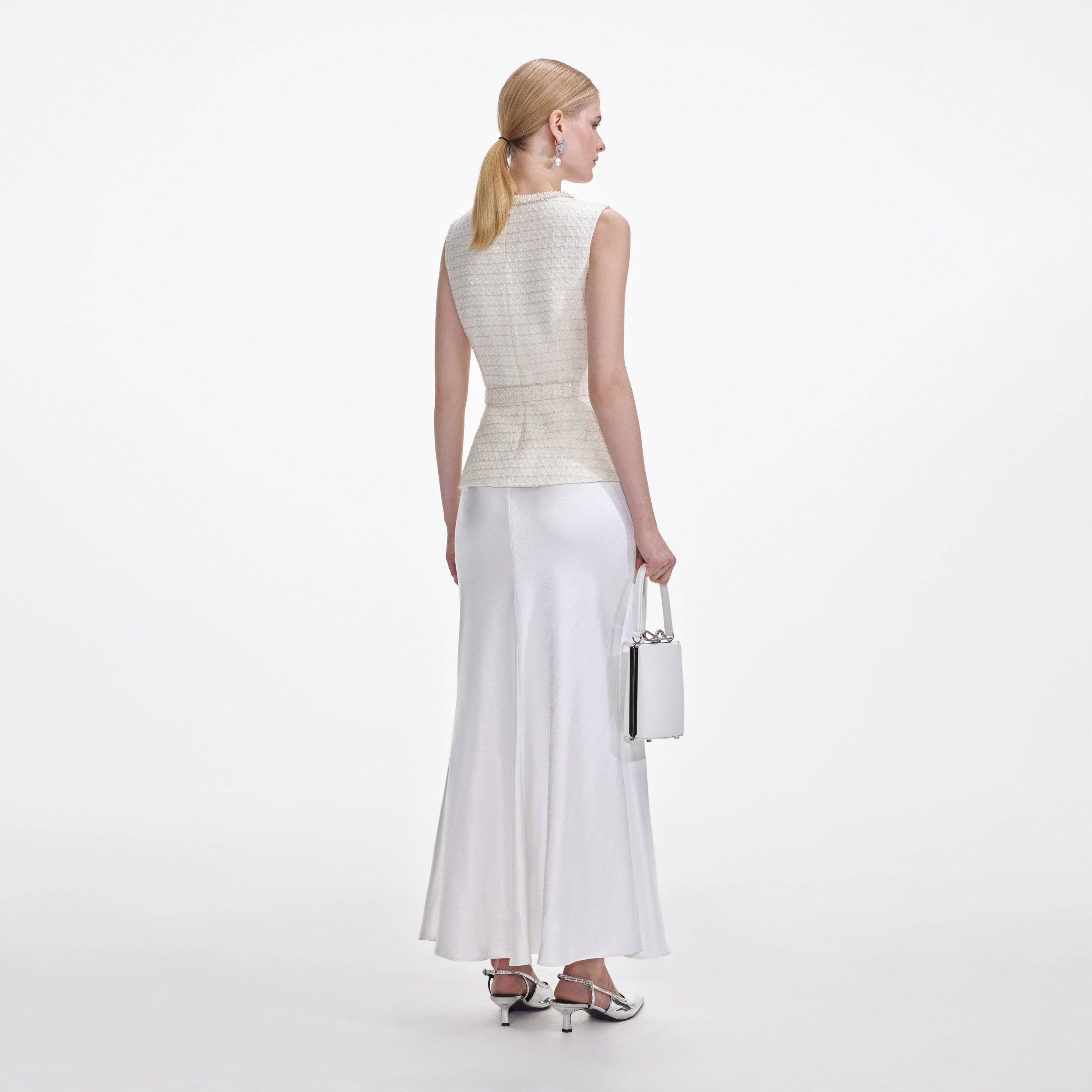 Cream Boucle Midi Dress - 3