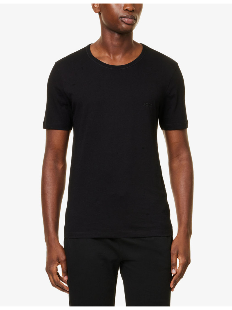 BOSS Crewneck Brand-Embroidered Pack of Three Cotton-Jersey T-Shirts outlook