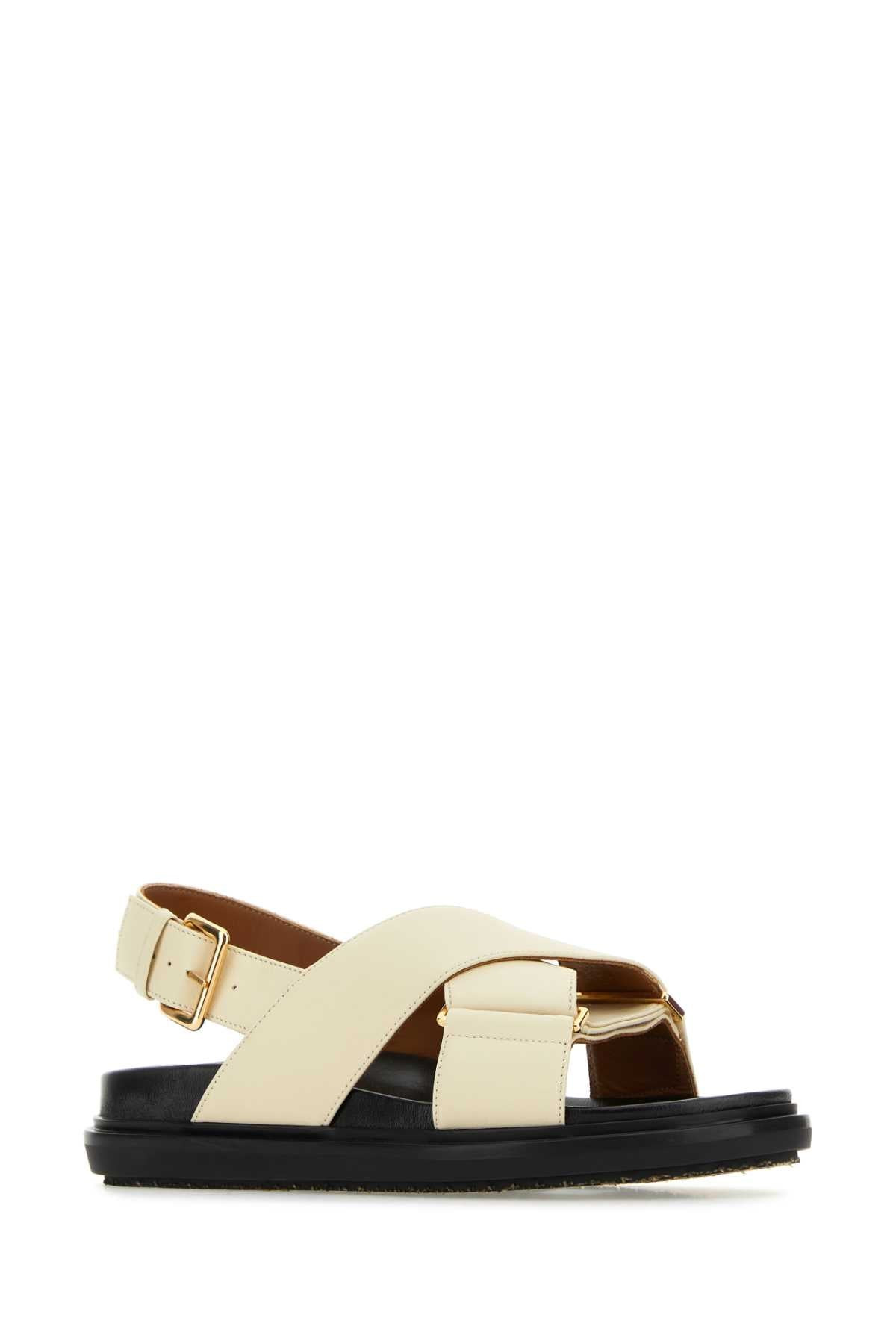 Marni Women Ivory Leather Fussbett Sandals - 2