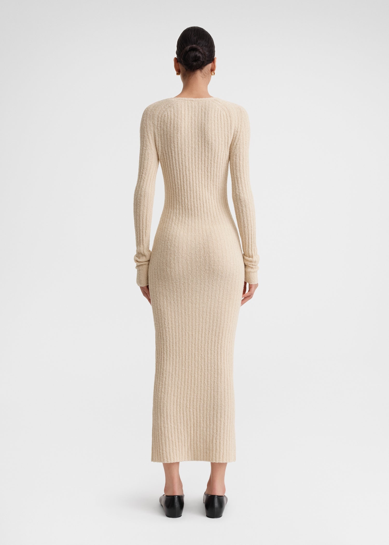 Ribbed merino blend dress cashew - 3