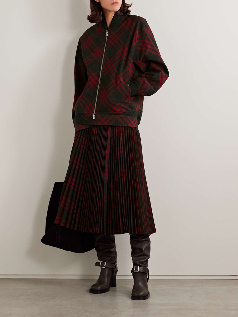 Burberry Tie-detailed checked woven bomber jacket outlook