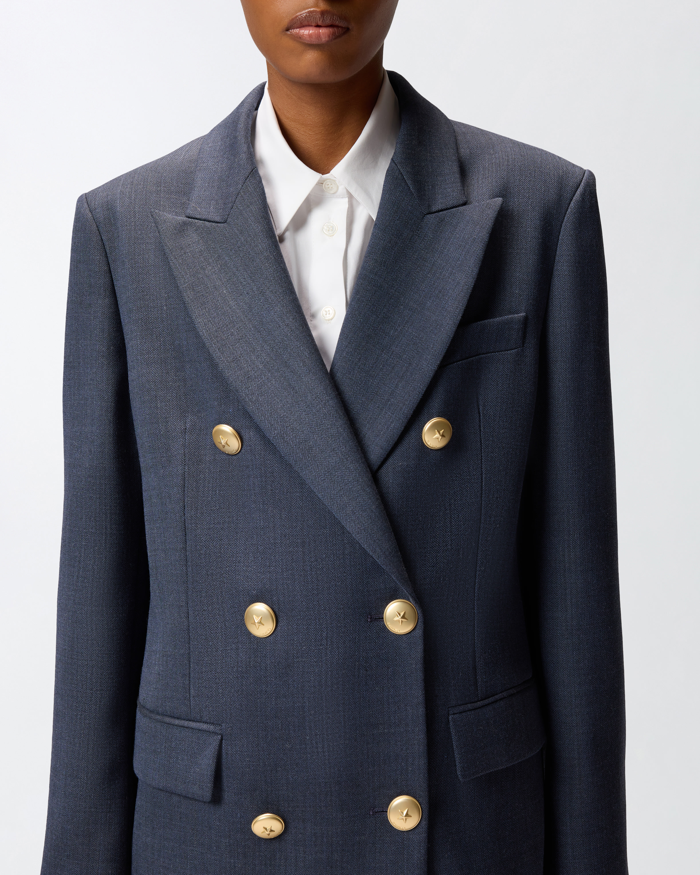 DOUBLE-BREASTED WOOL BLAZER WITH GOLDEN BUTTONS - 5