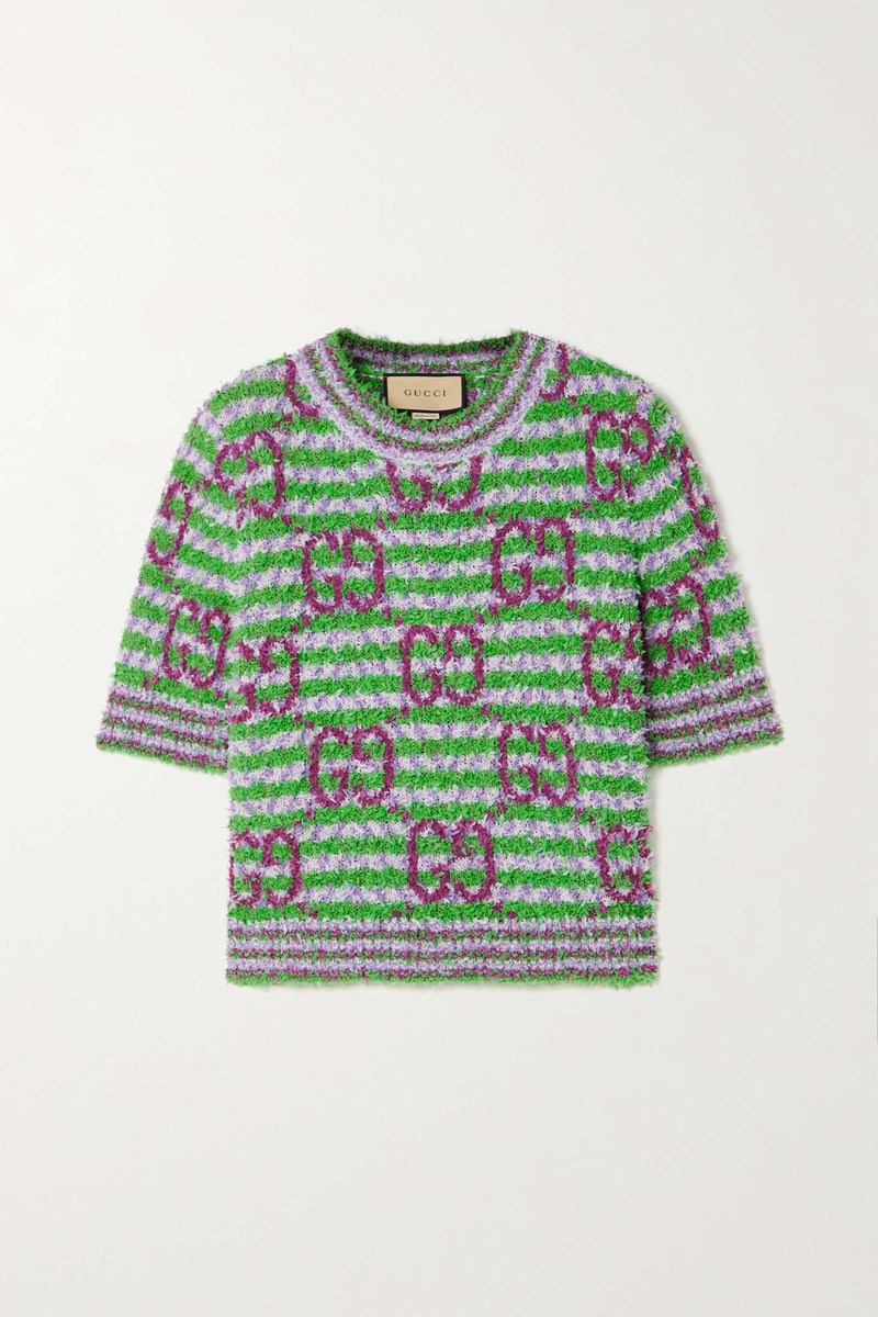 Love Parade jacquard-knit cotton-blend bouclé sweater 1