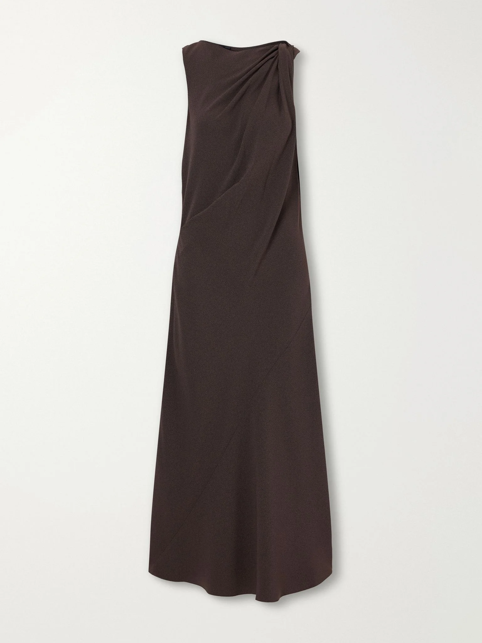 Knotted crepe midi dress Brown - 1