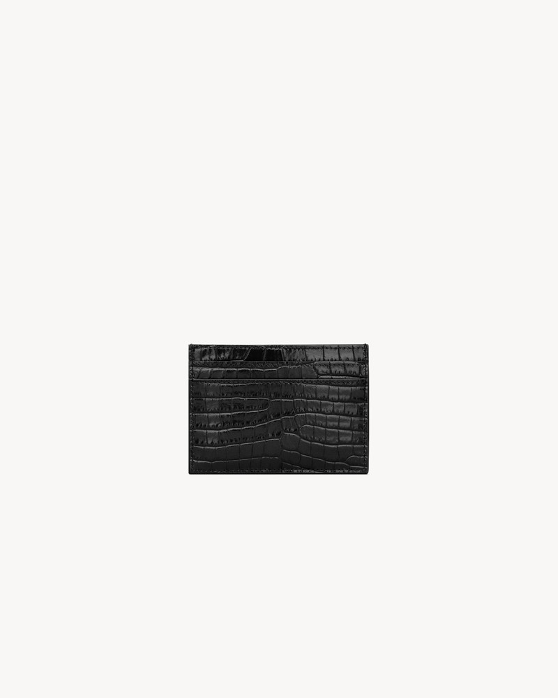 SAINT LAURENT CASSANDRE CARD CASE IN CROCODILE-EMBOSSED SHINY LEATHER outlook