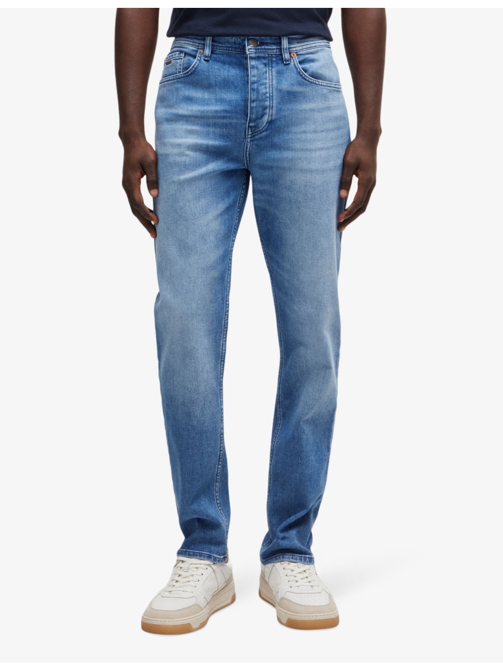 Regular-fit straight-leg faded stretch-denim jeans - 3