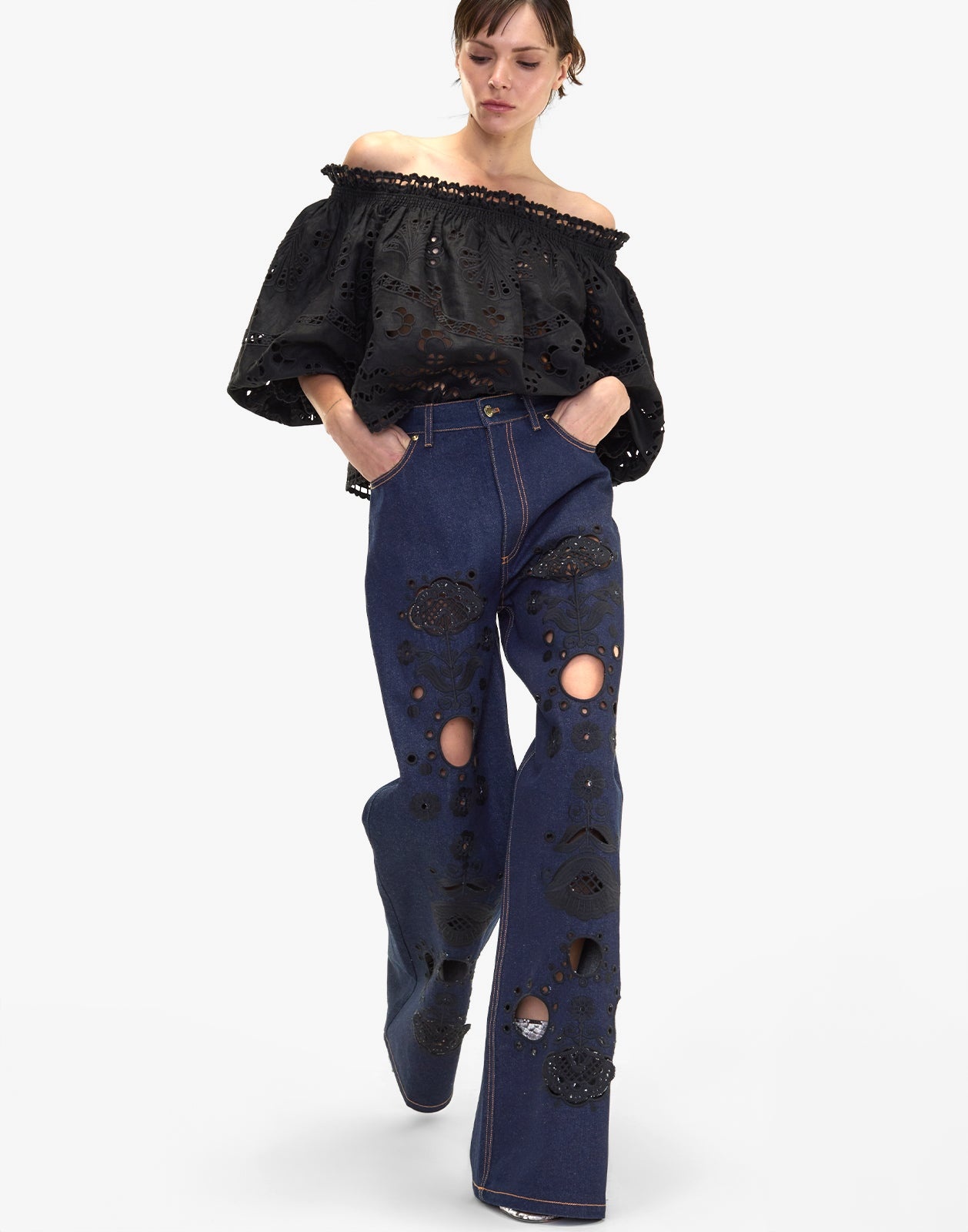 Embroidered Wide-leg Jean - 8
