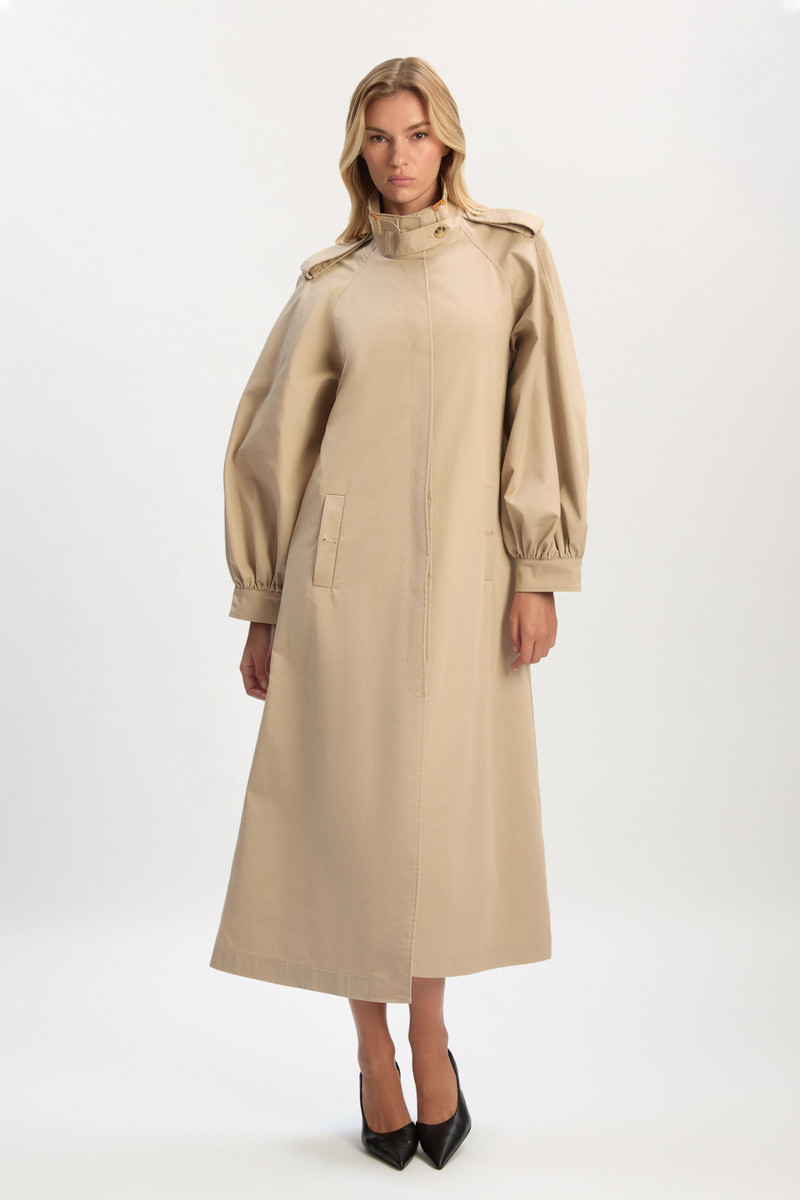 BARDOT Isler Longline Trench Coat In Latte outlook