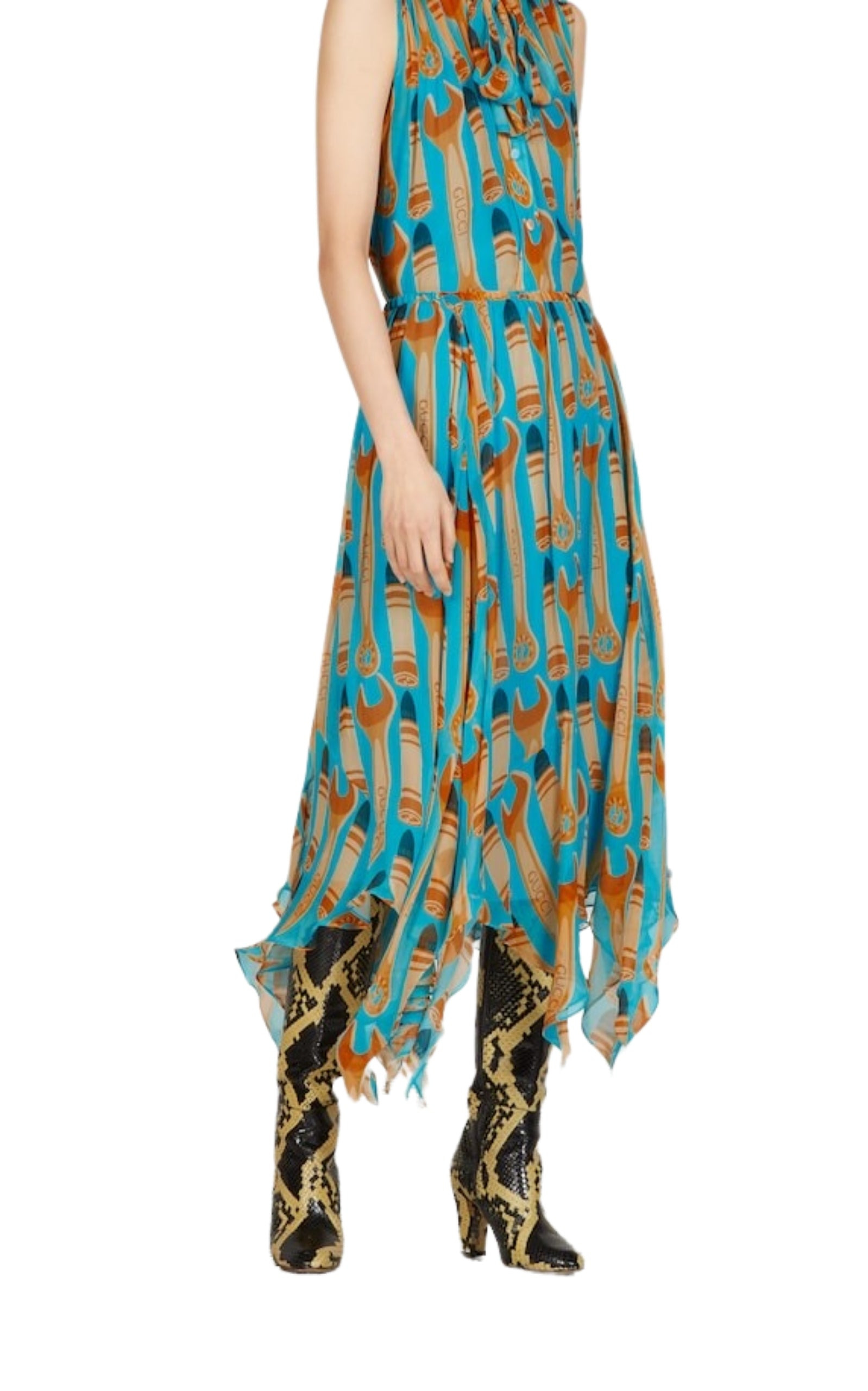 Lipstick And Tool Print Silk Skirt - 3
