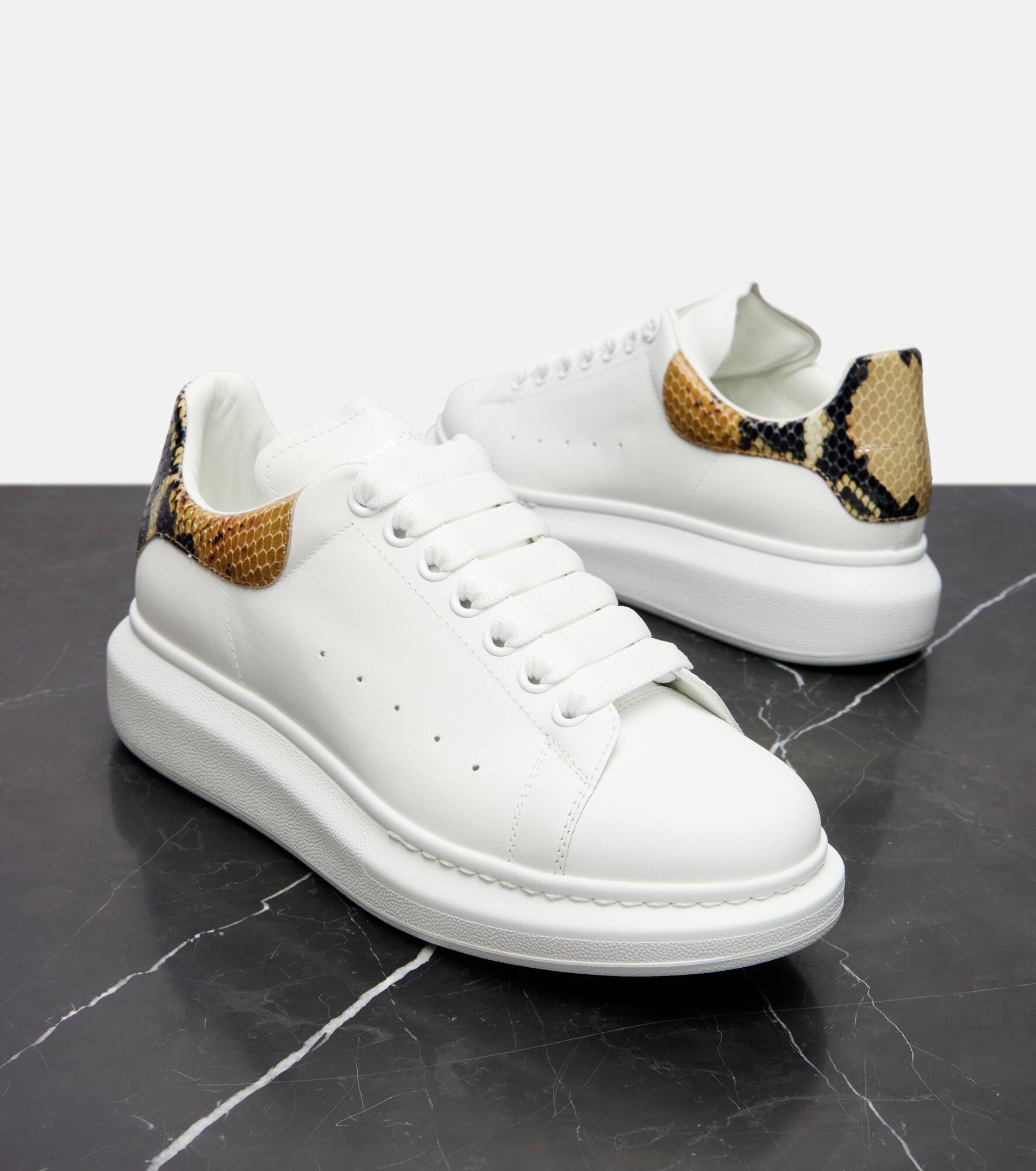 Oversized snake-effect leather sneakers - 5