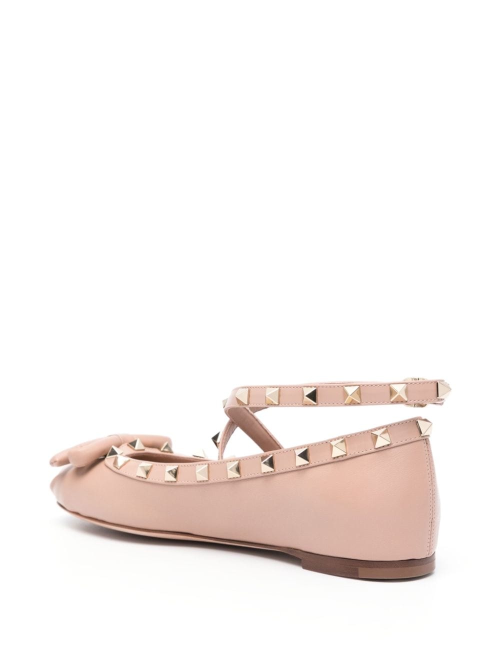 Rockstud leather ballerina shoes - 3