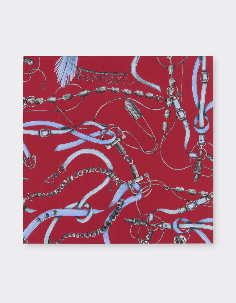 Silk twill scarf with Ferrari Closet print 4