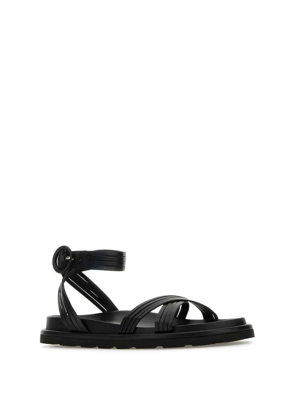 CROSS STRAP LEATHER SANDALS - 2
