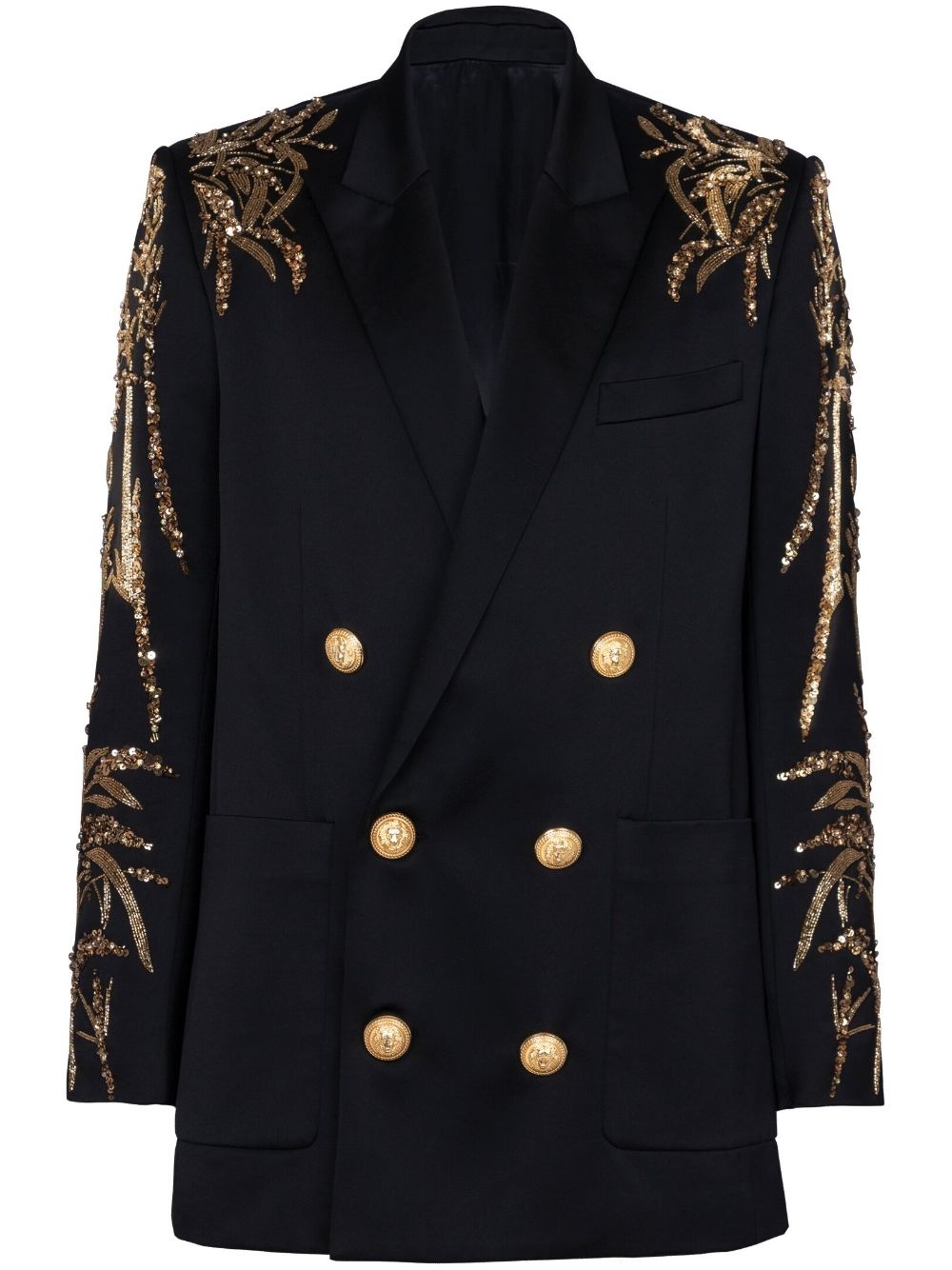 Bamboo-embroidered satin blazer - 1