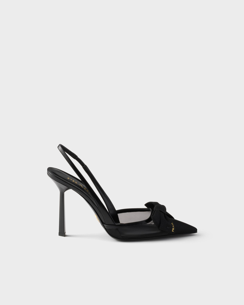 Prada Mesh fabric slingback pumps outlook