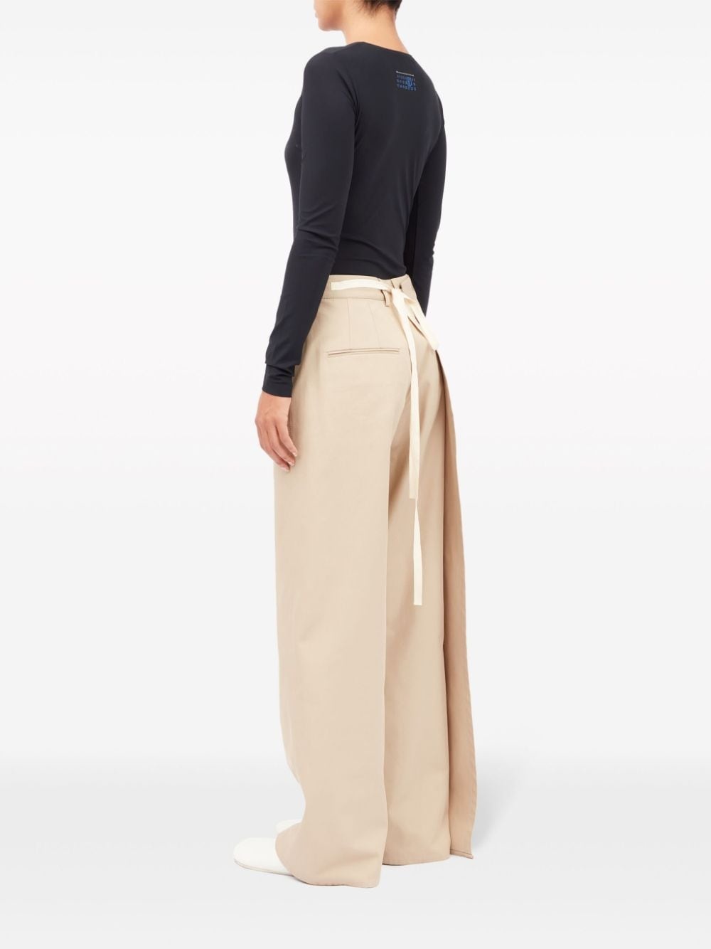wide-leg gabardine trousers - 5
