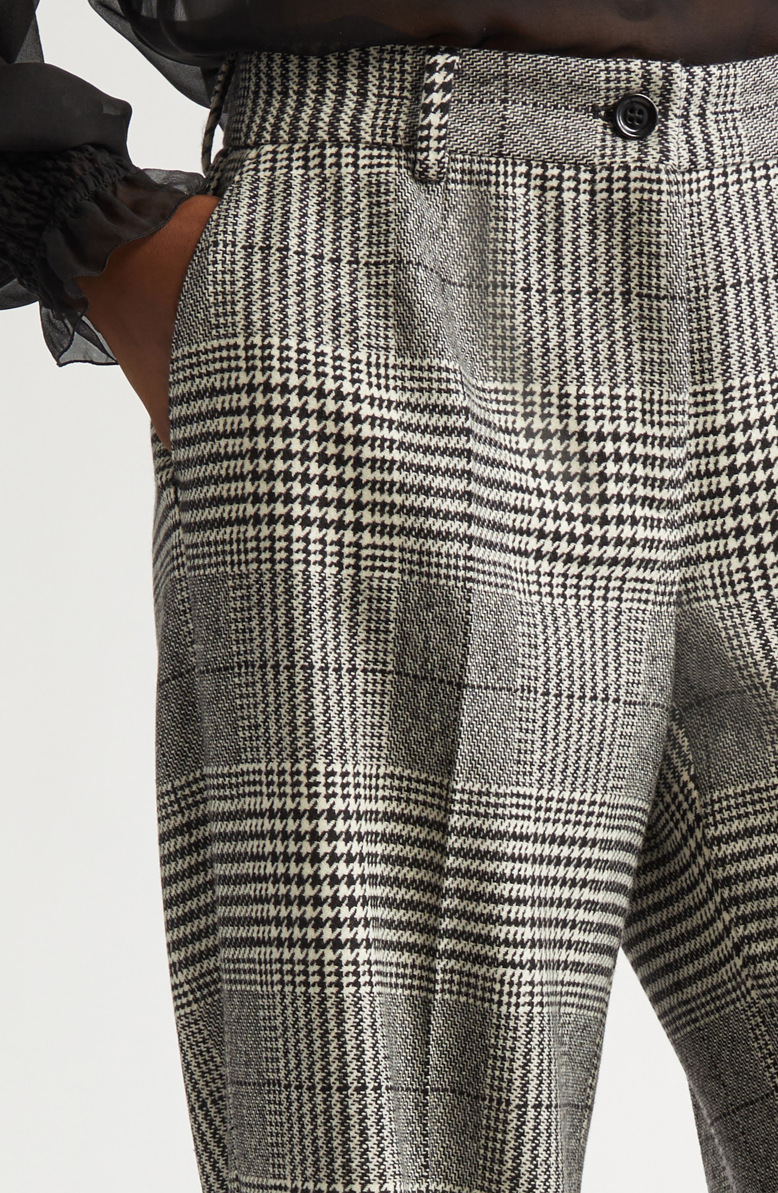 Dolce&Gabbana Houndstooth Check Wool & Cashmere Wide Leg Trousers in S8100 Quadri-Check-Tartan at No - 5