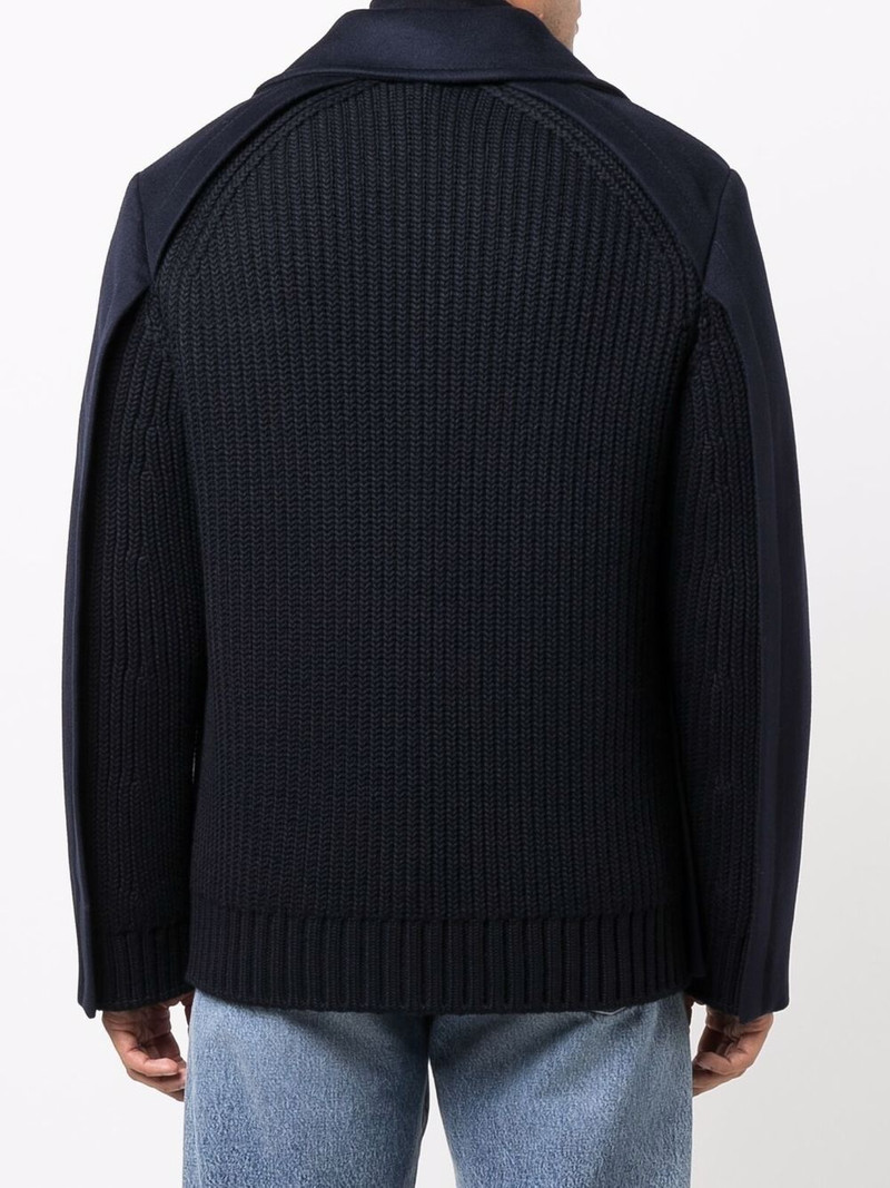 ribbed-panel double-breasted coat 4