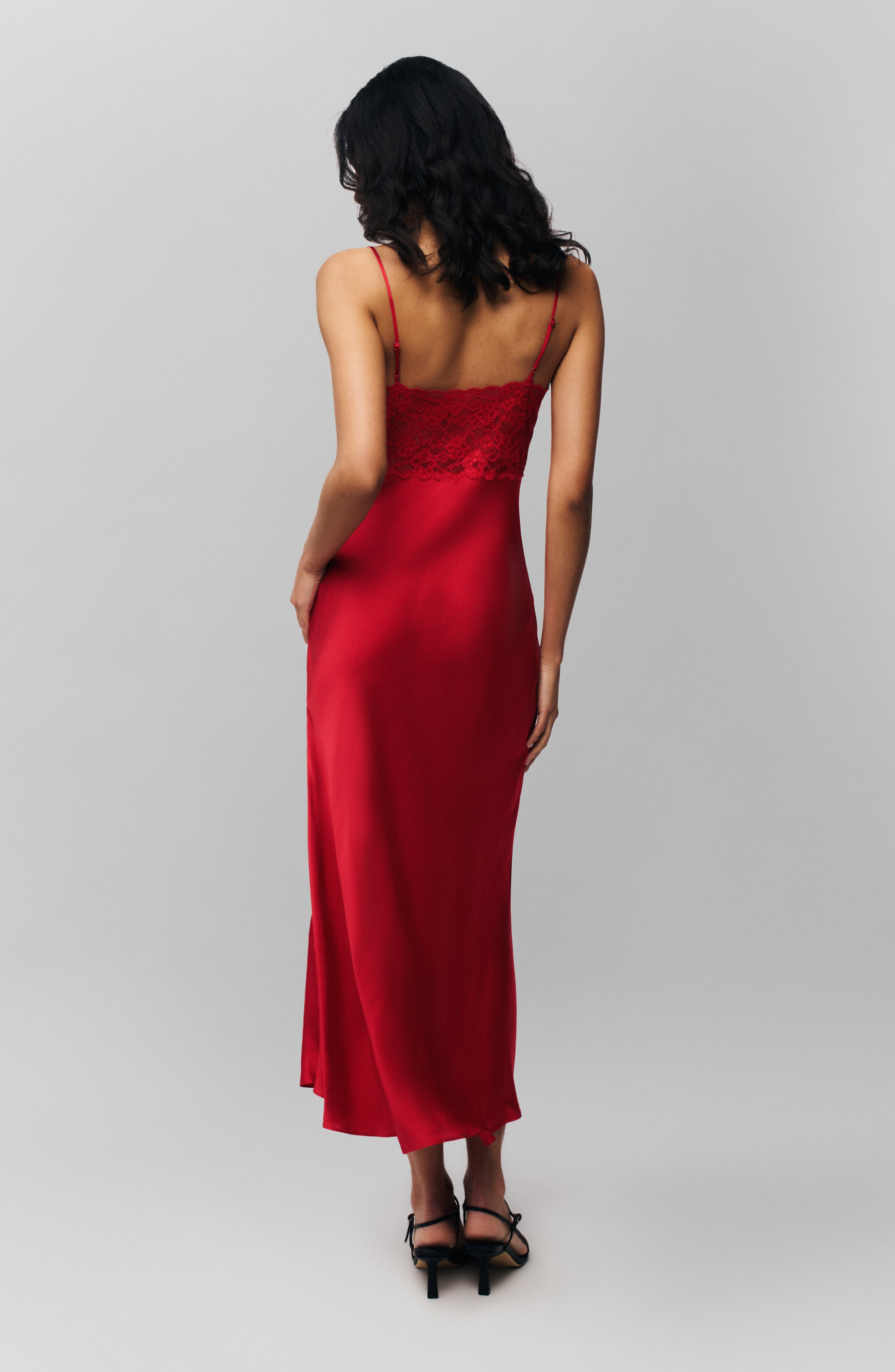Guizio Nova Slip Midi Dress in Red Love at Nordstrom - 2