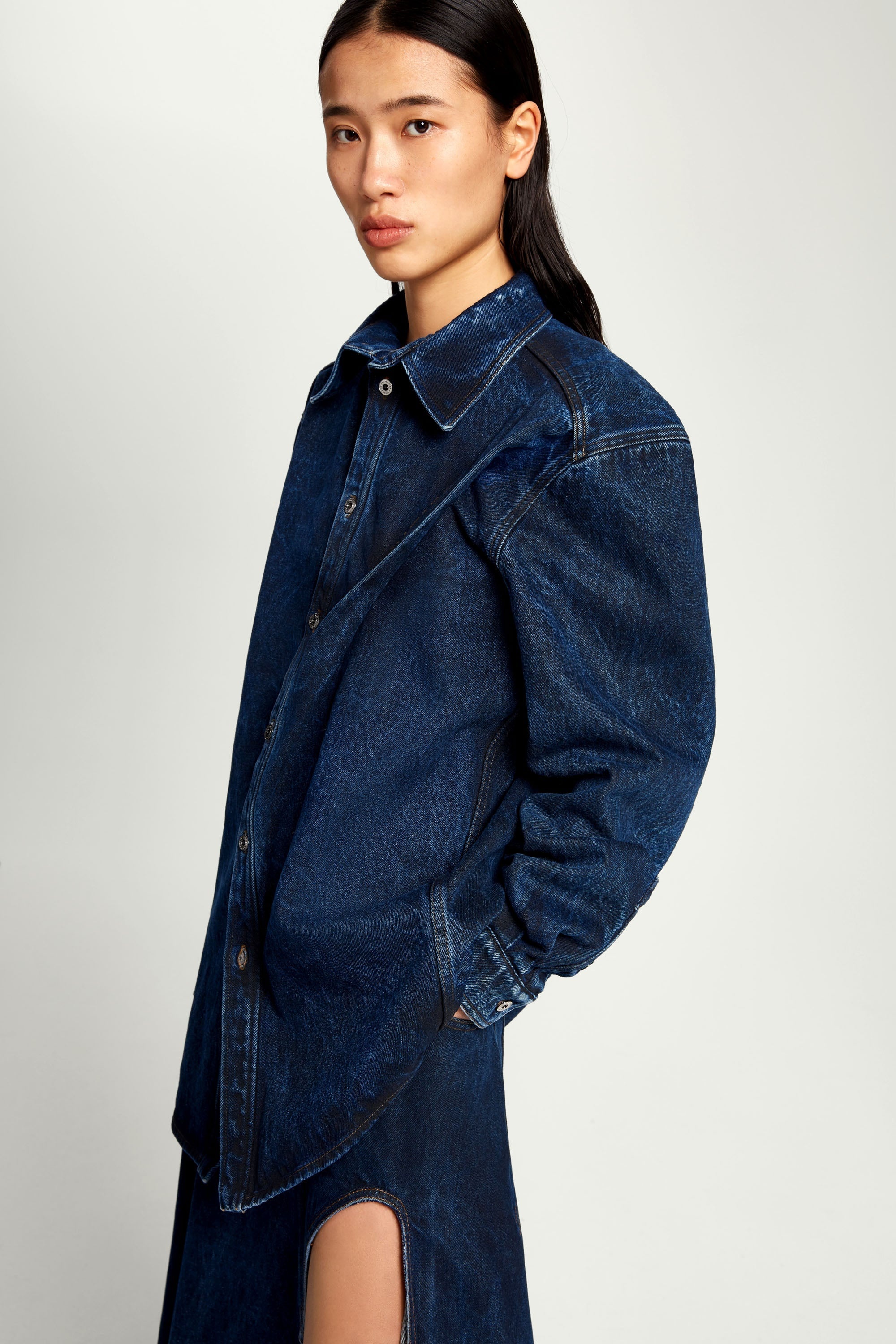 Pinched Logo Denim Shirt - 11