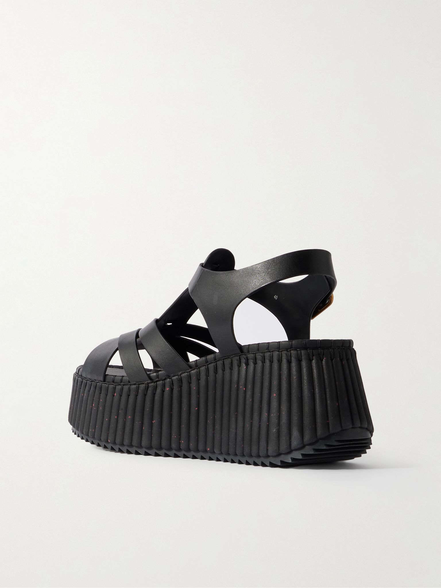 Nama leather platform sandals Black - 3