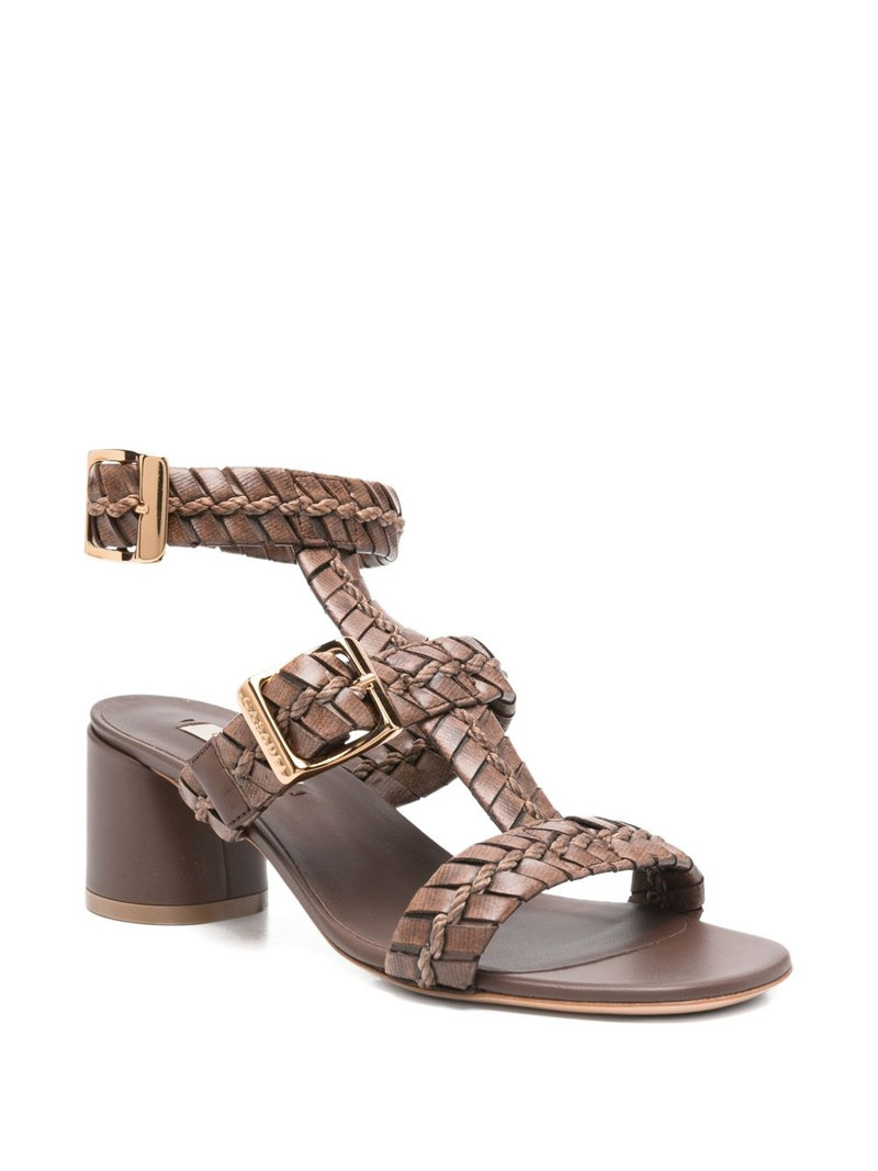 CASADEI 50mm braided leather block-heel heeled sandals outlook