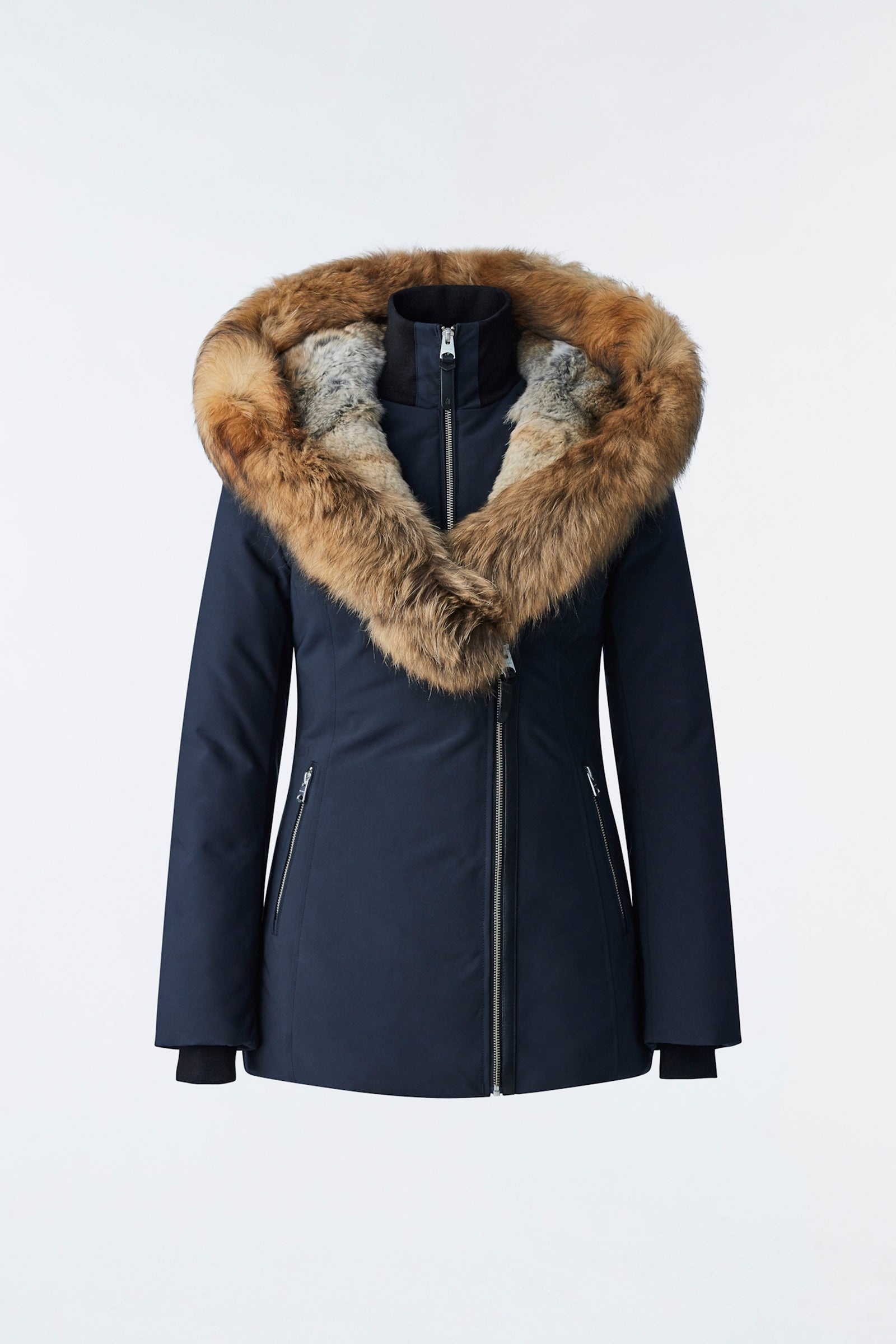 MACKAGE AKIVA down coat with Toscana fur trimmed hood REVERSIBLE